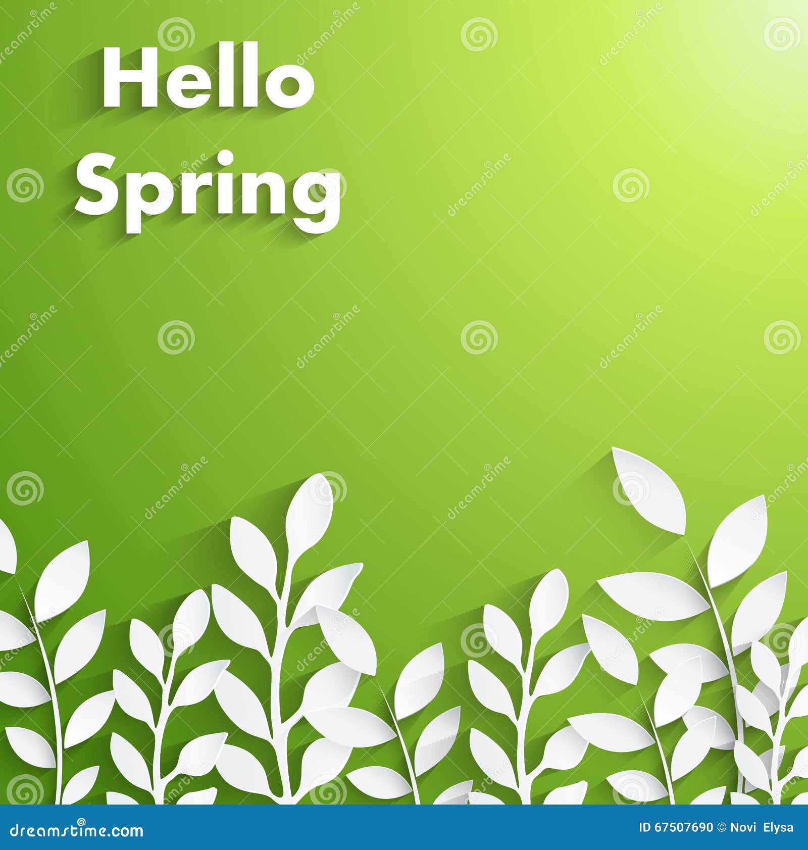 Beautiful Spring Flowers Green Background Stock Vector Illustration