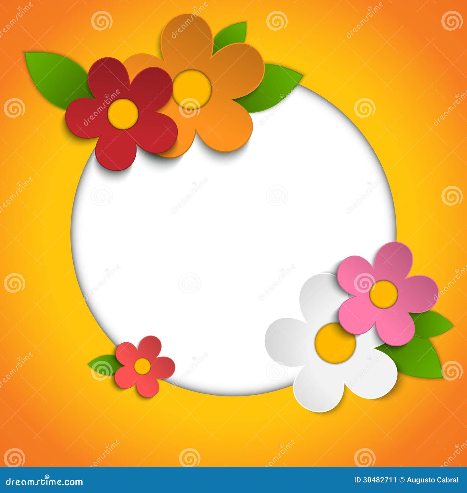 Beautiful Spring Flowers Orange Background Stock Vector - Illustration