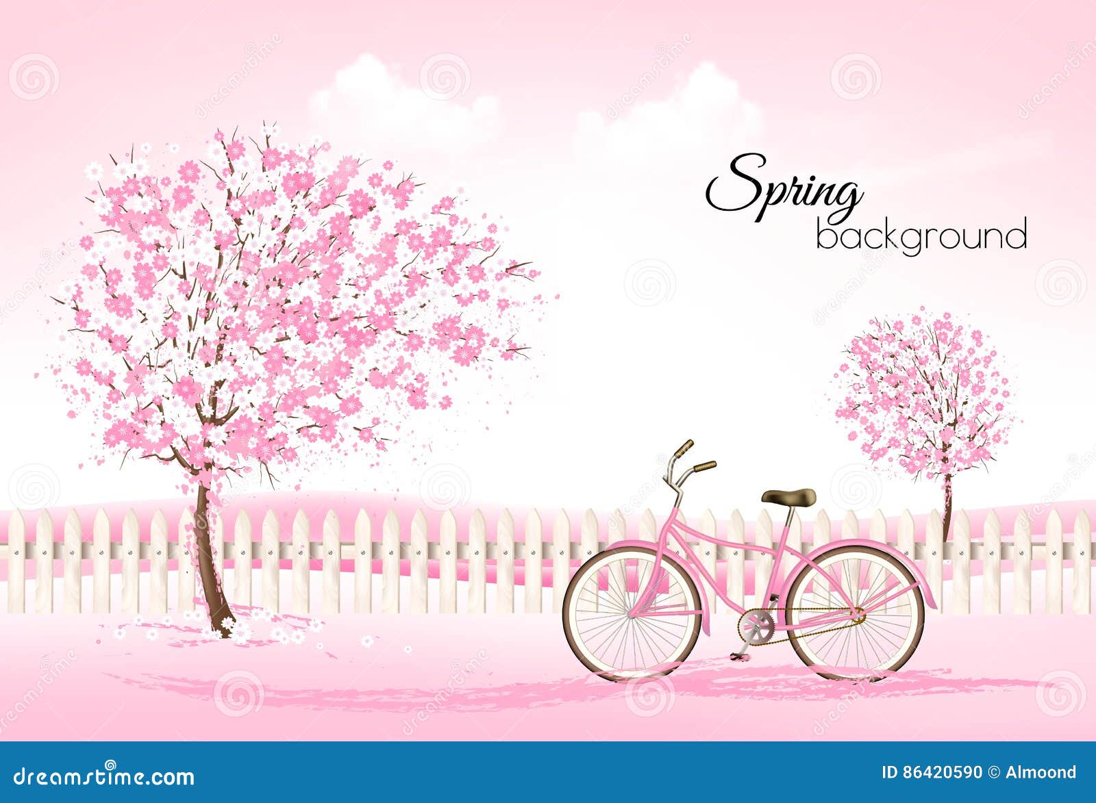 beautiful spring nature background with a blossoming trees