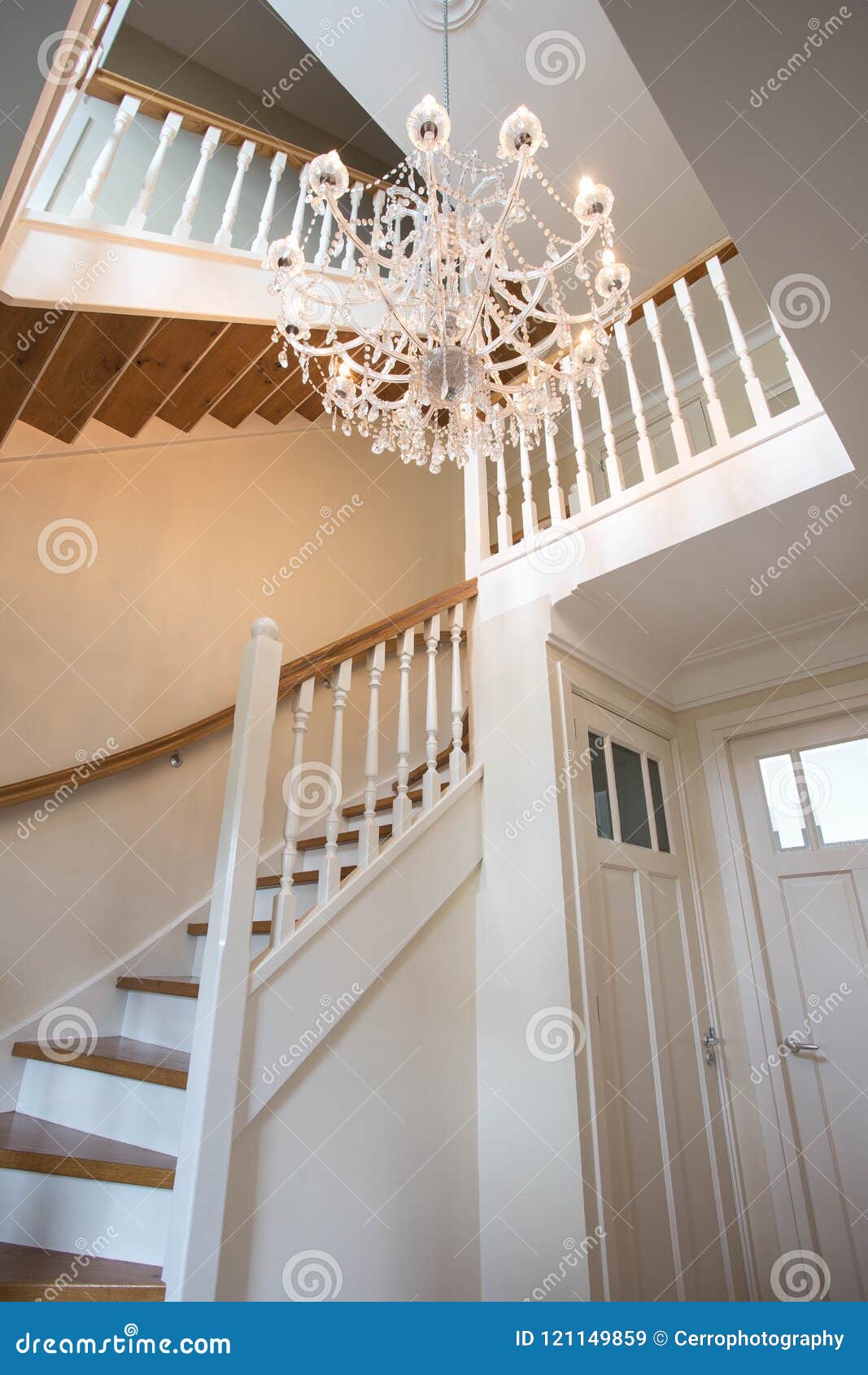 Beautiful Staircase In Victorian Style With Crystal