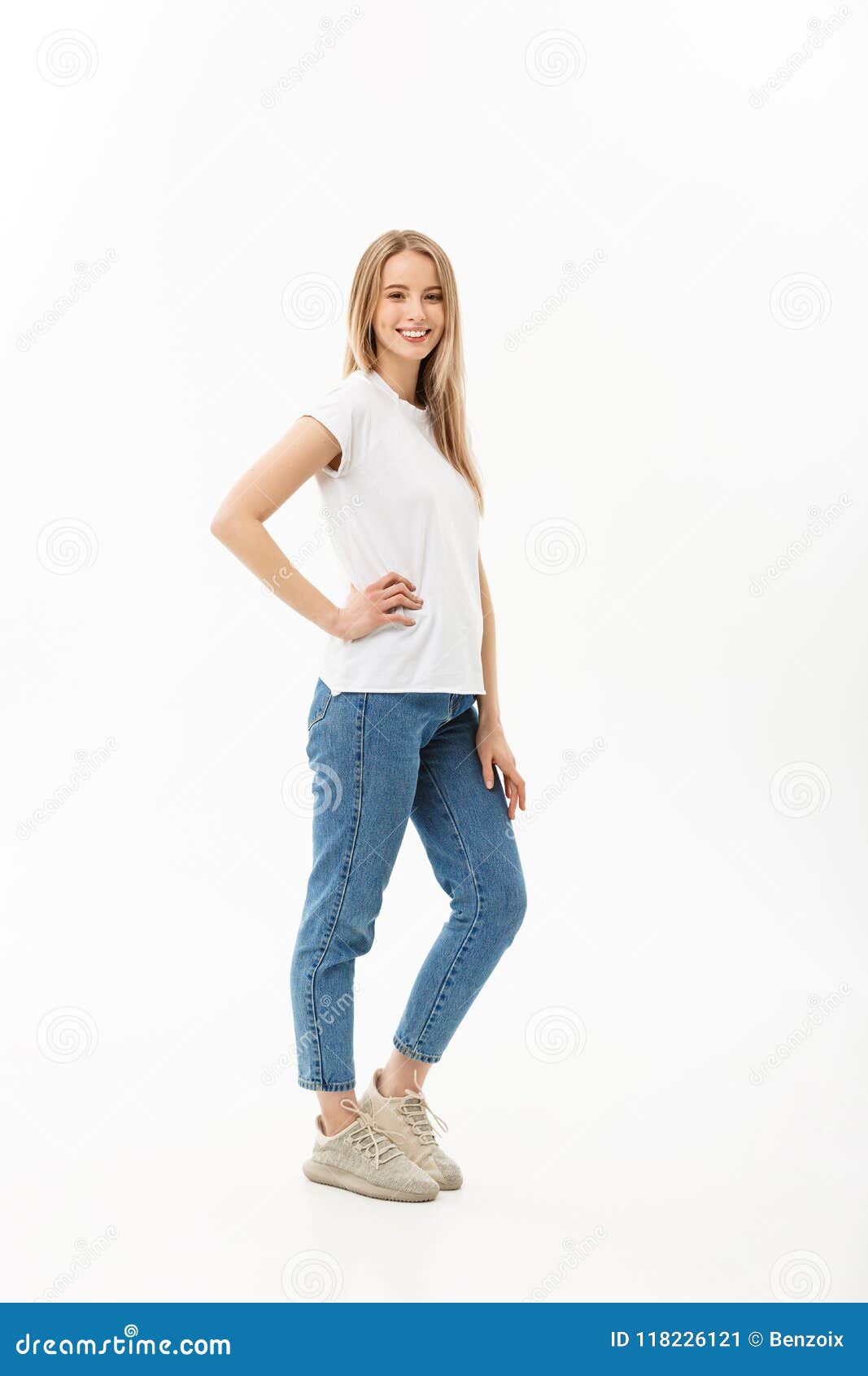 Beautiful Standing Woman Model Posing Isolated On A White Background Beautiful Standing Woman Model Posing Isolated On A White Background