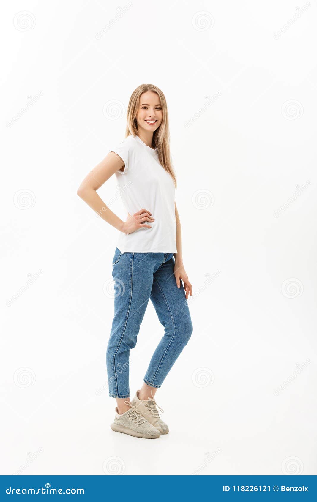 Beautiful Standing Woman Model Posing Isolated On A White Background ...