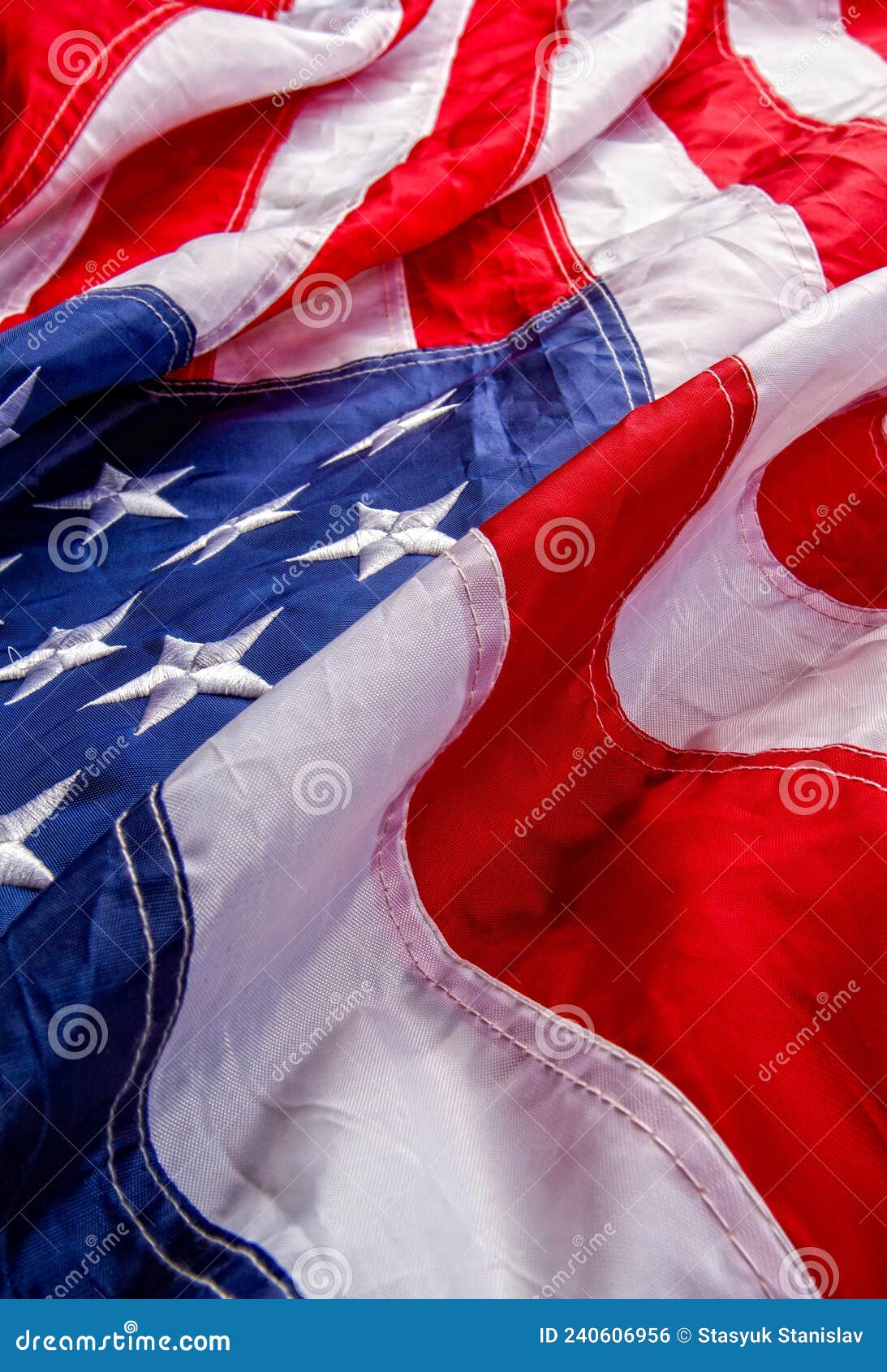 Beautiful Star Striped Flag Waving The State Symbol The United States