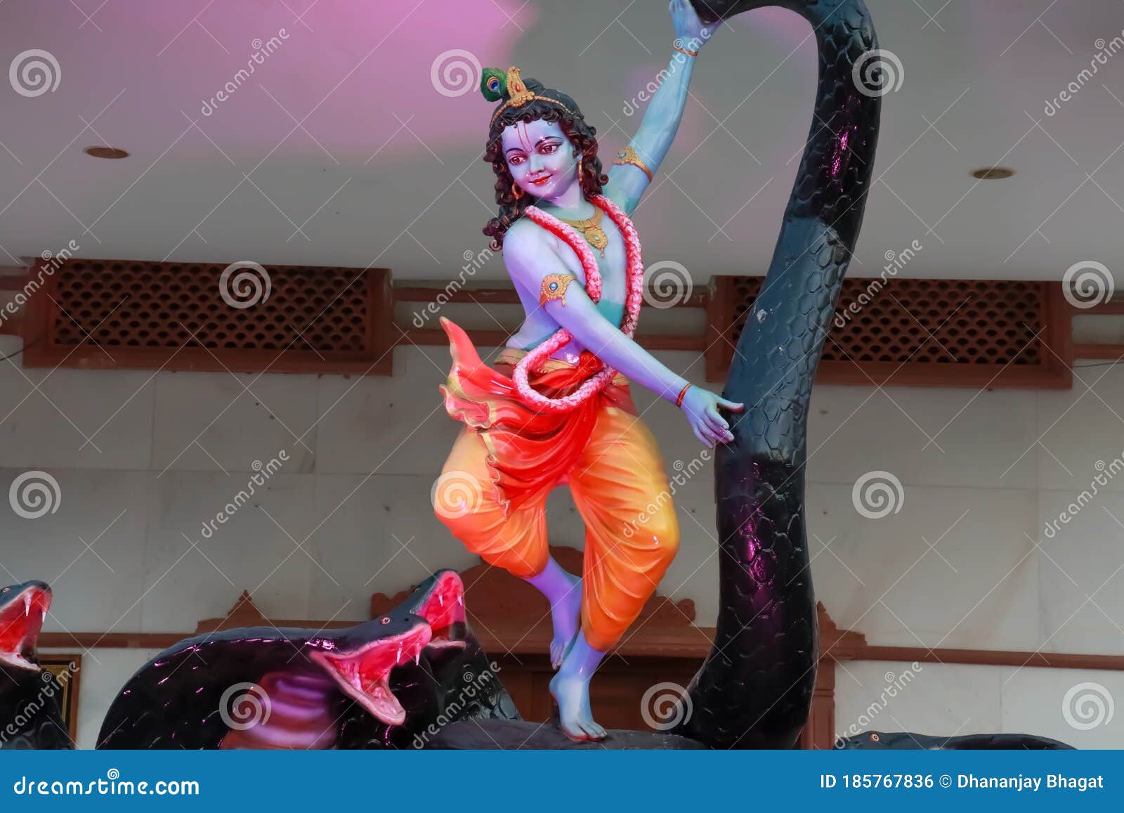 Lord Krishna dancing stock photo. Image of dancing, demon - 185767836