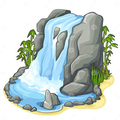 Beautiful Stream of Waterfall from Cliff. Vector Stock Vector ...
