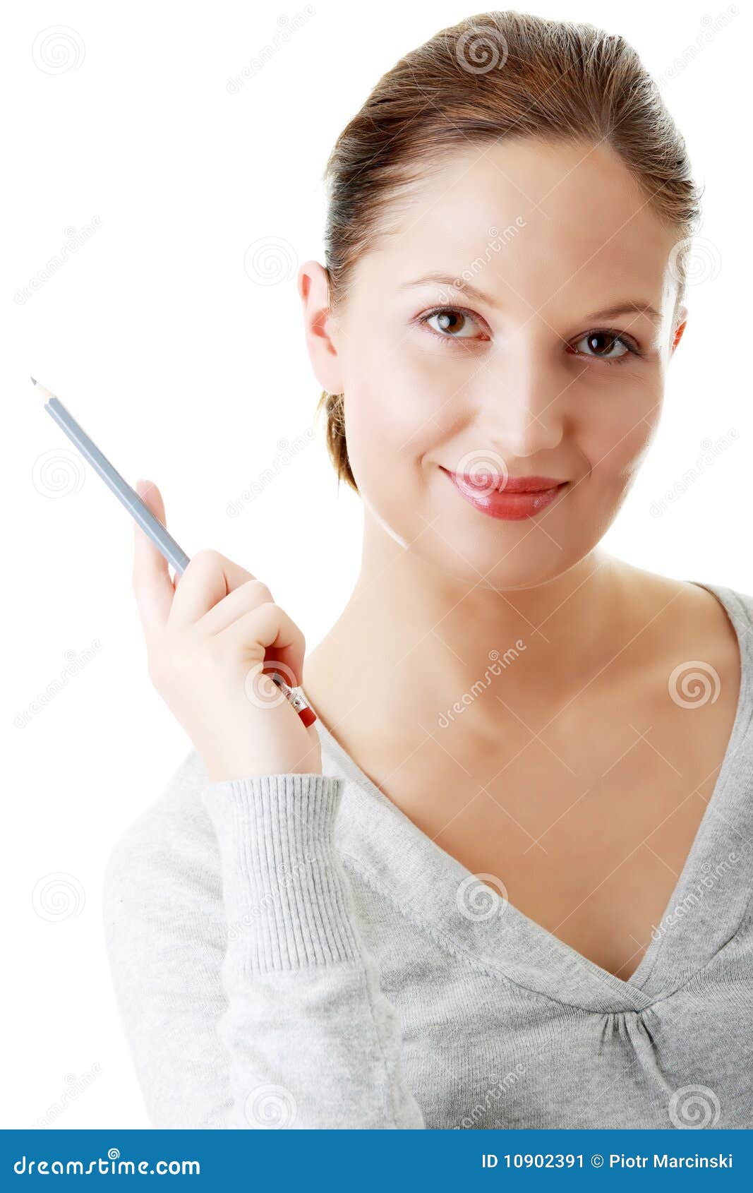 Beautiful Student with Pencil Stock Image Image of asian, concept