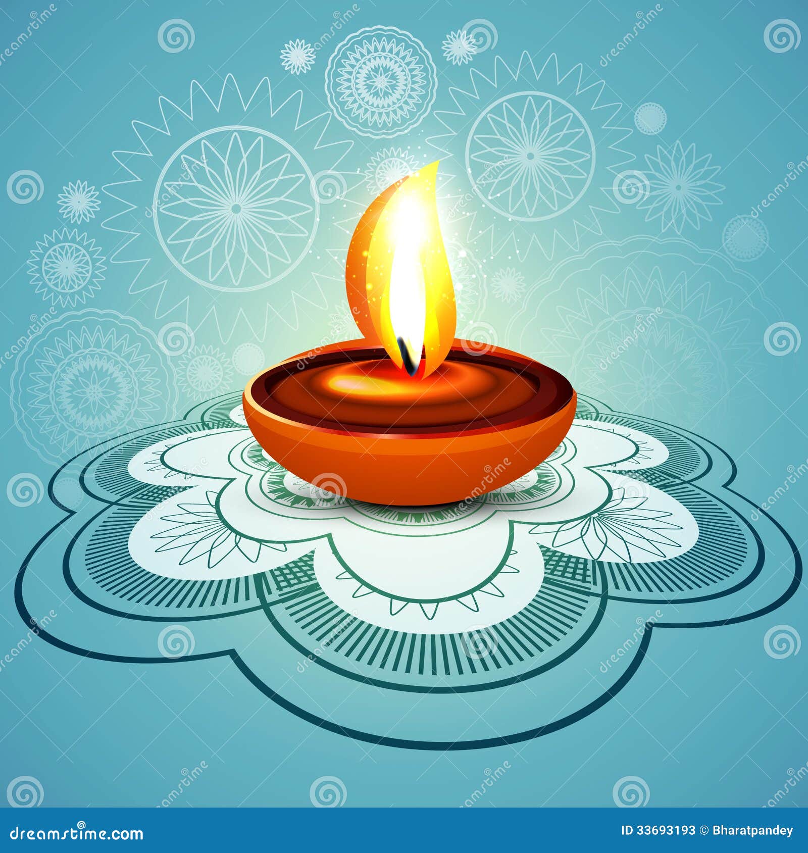 Beautiful Stylish Rangoli Happy Diwali Blue Colorf Stock Vector