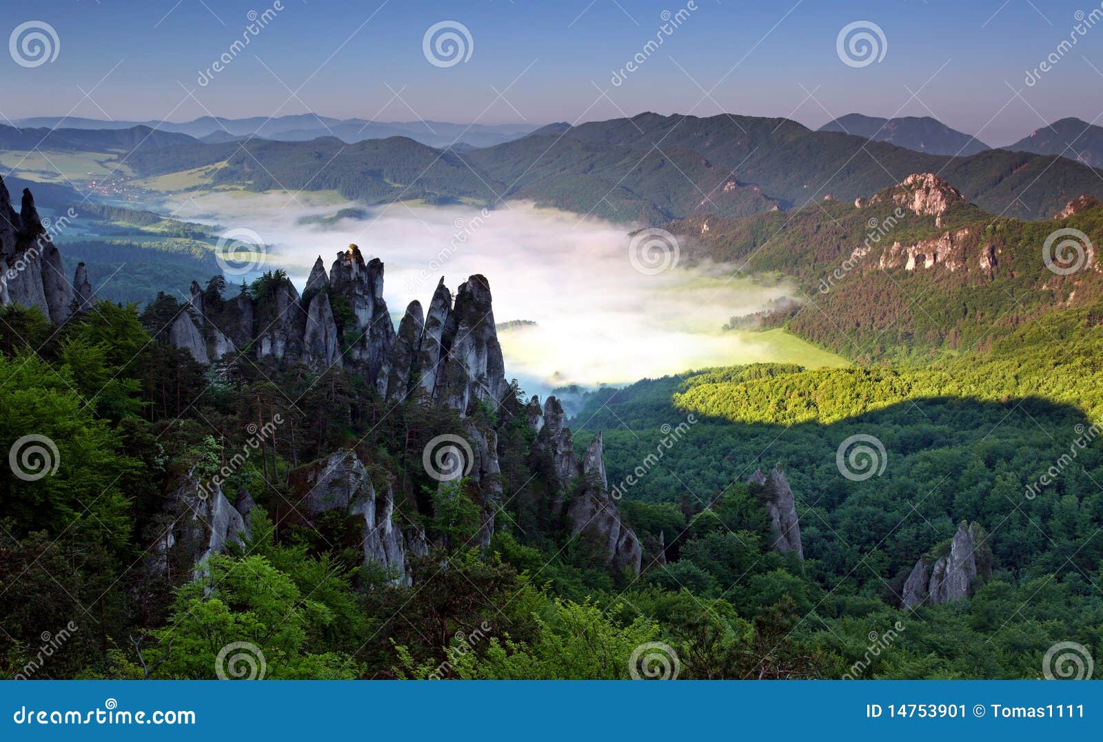 beautiful summer landscape with inversion