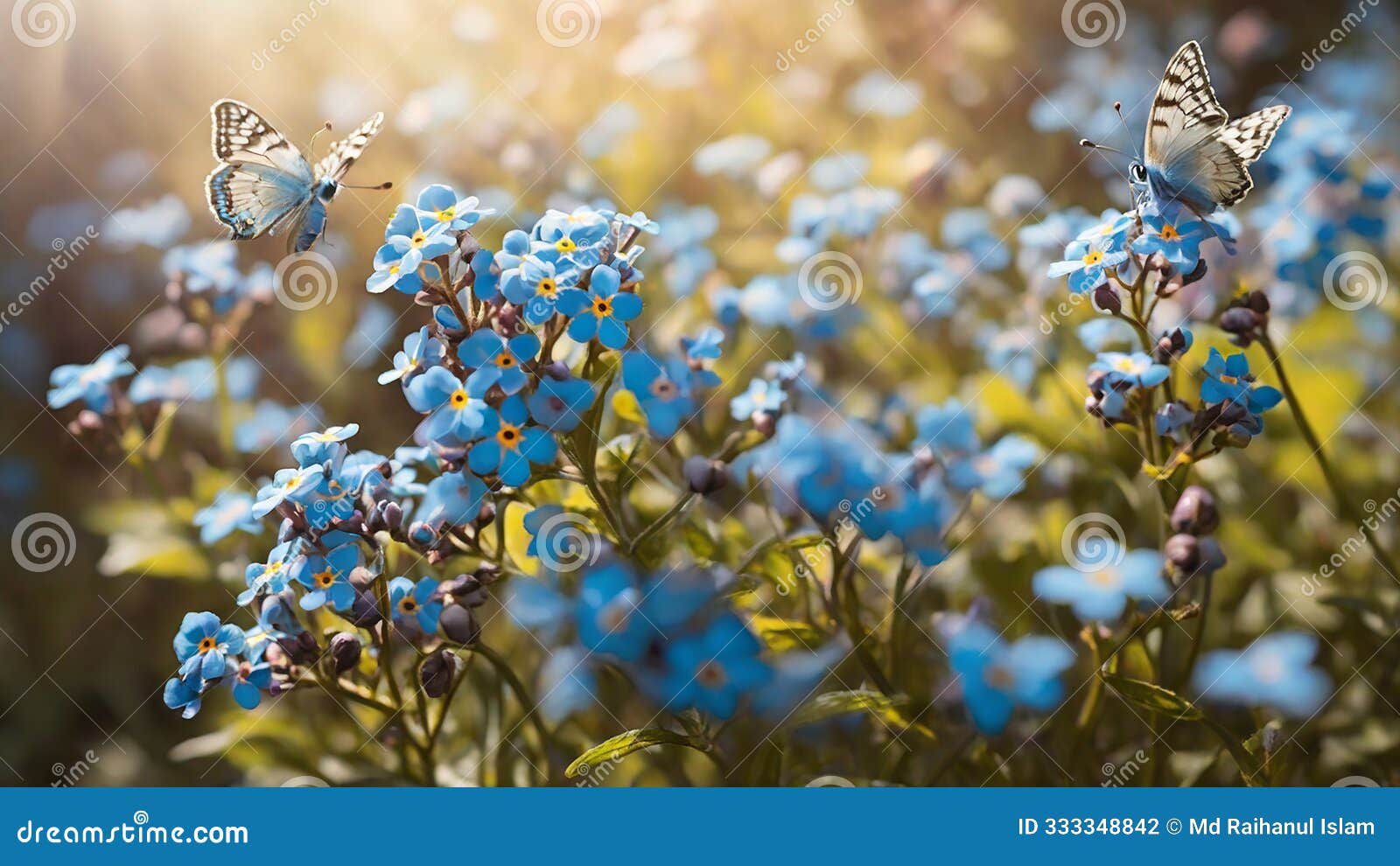 a beautiful summer meadow where two butterflies swirl and twirl.