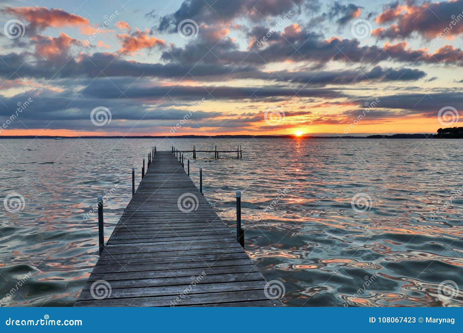 beautiful summer sunset over the lake.