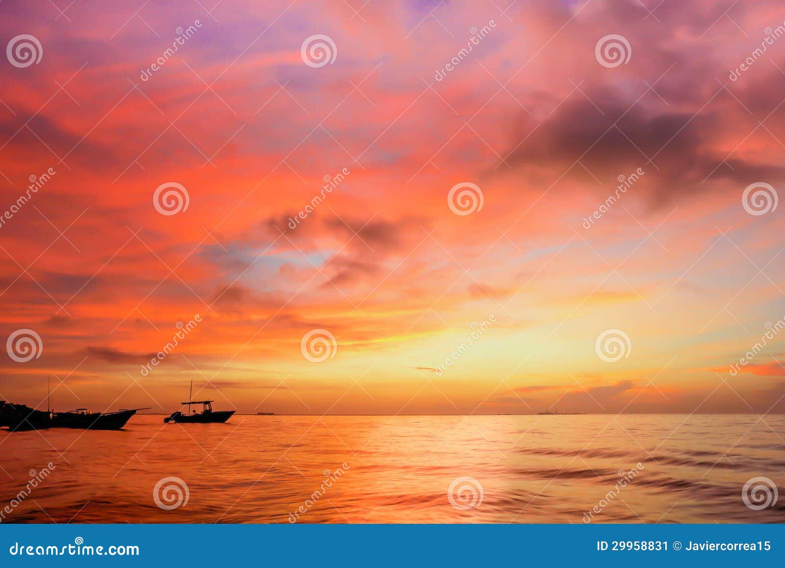 sunset at yucatan peninsula beach