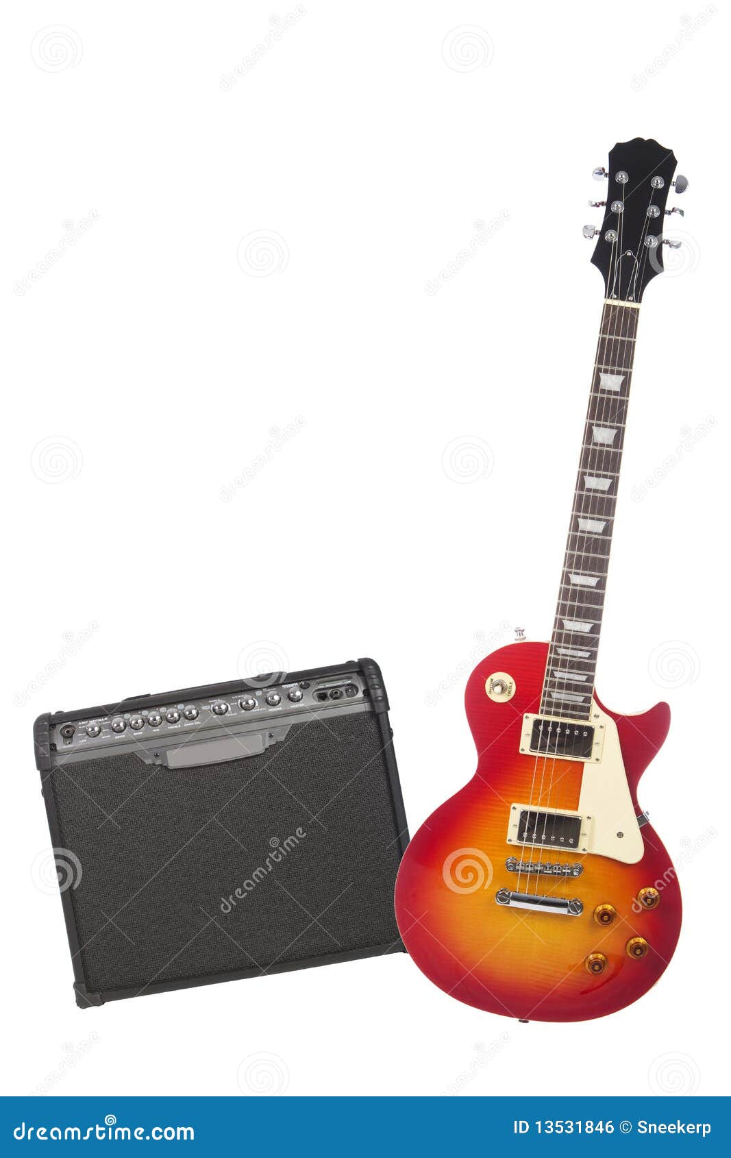 Beautiful Sunburst Electric Guitar And Amplifier Stock Photo Image of