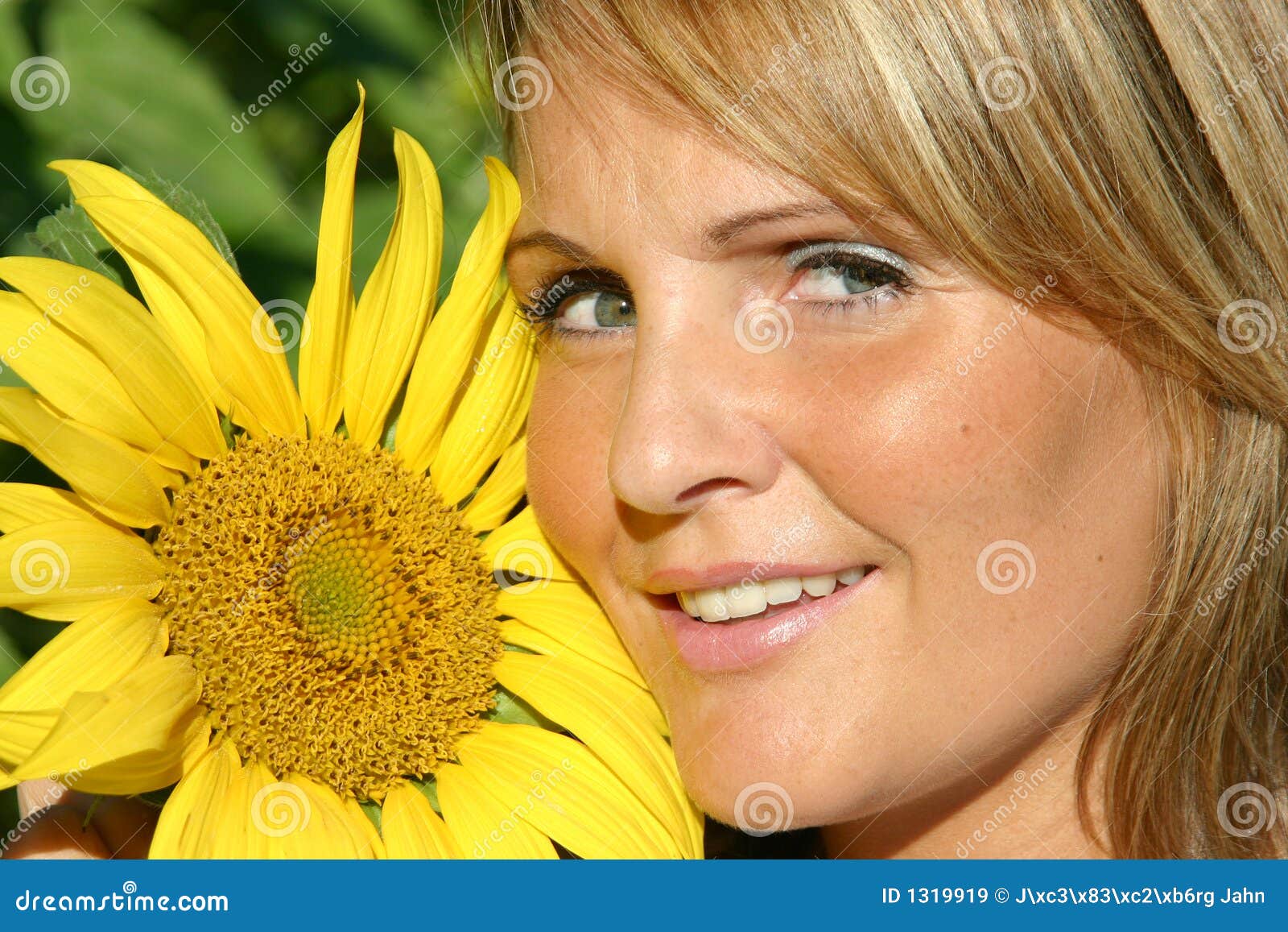 Beautiful Sunflower Woman stock image. Image of cultivate 1319919
