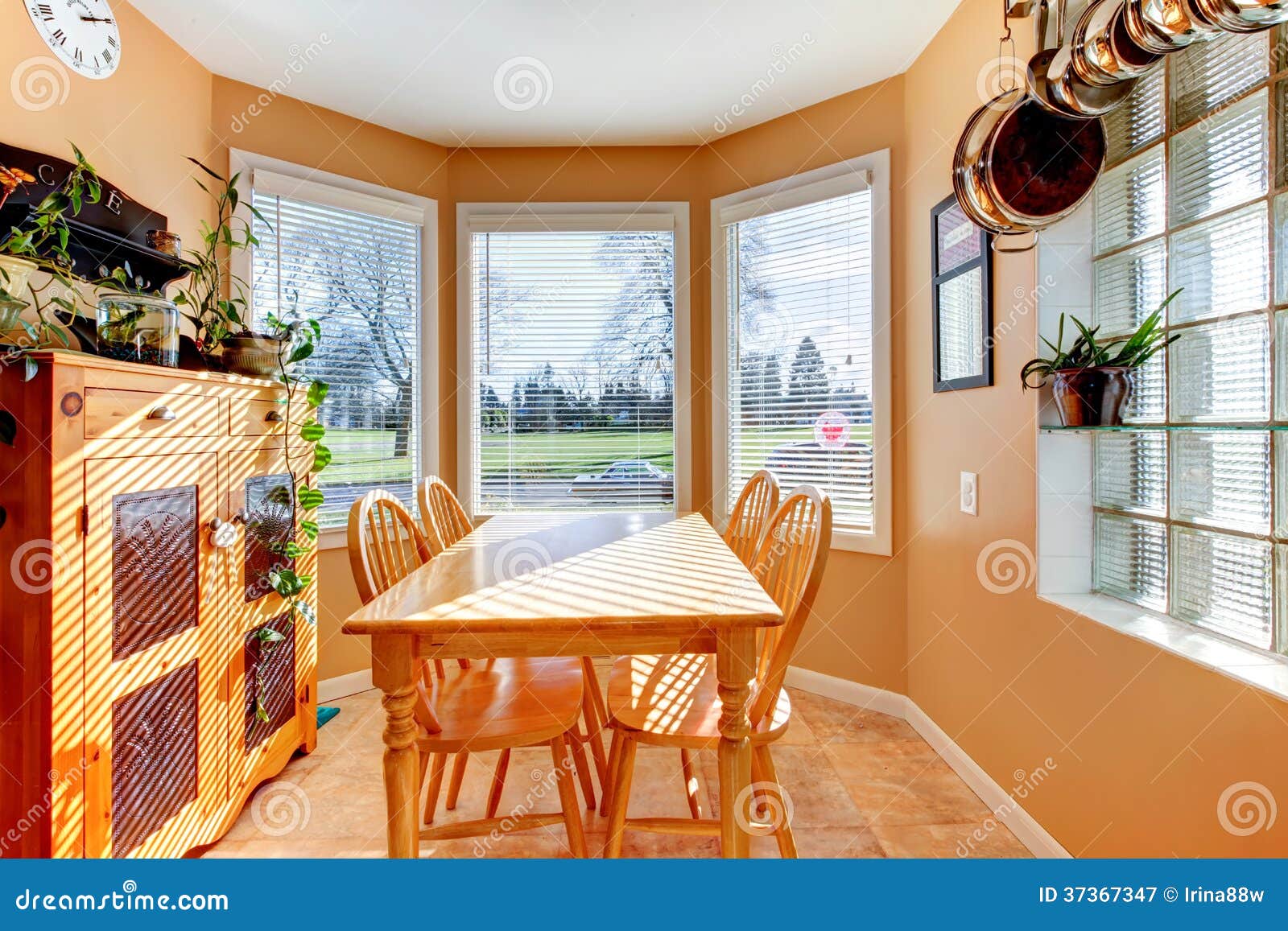 beautiful sunny angled dining room