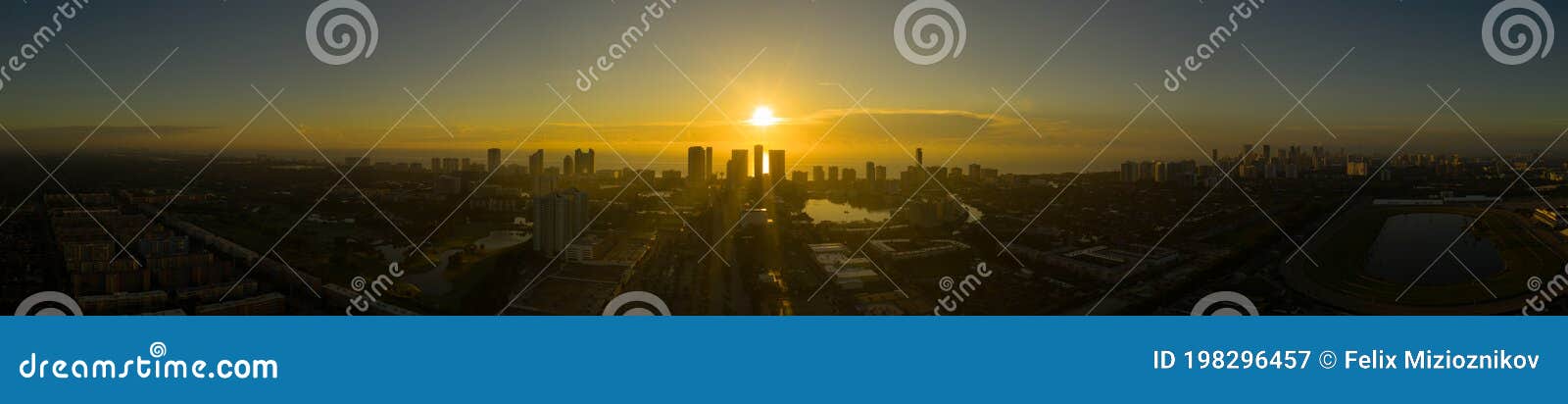 beautiful sunrise aerial panorama florida hallandale broward county