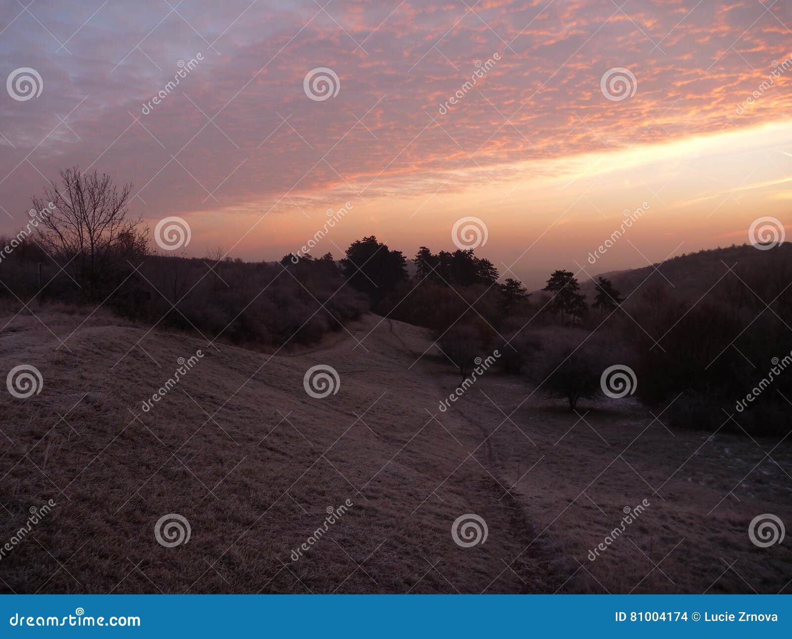 Beautiful Sunrise In A Chilly November Morning Stock Photo Image Of