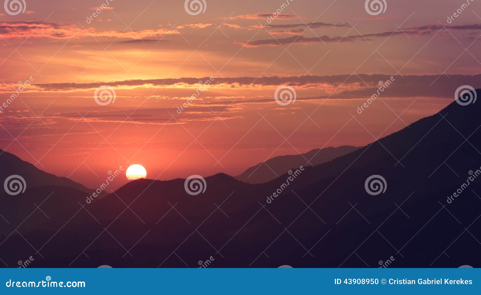 Beautiful Sunrise Over the Mountains Stock