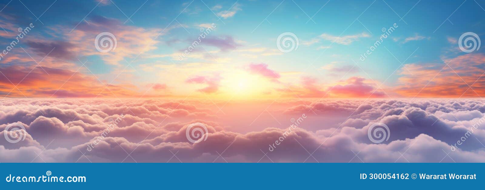 Beautiful Sunrise Sky Above Clouds with Dramatic Light in the Morning