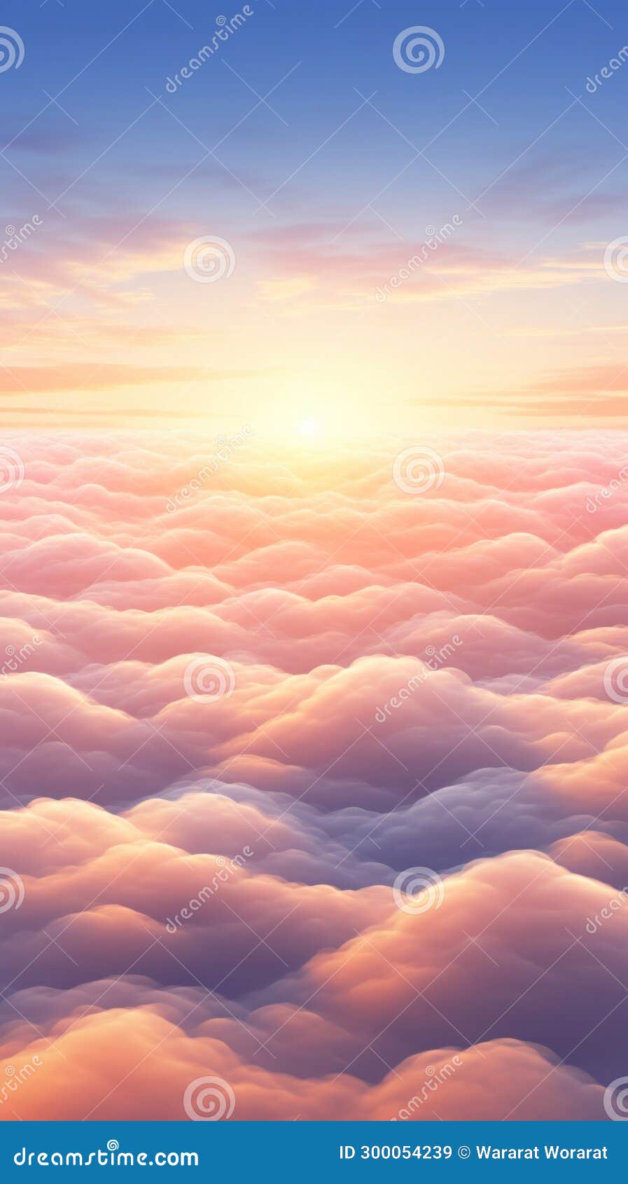 Beautiful Sunrise Sky Above Clouds with Dramatic Light in the Morning