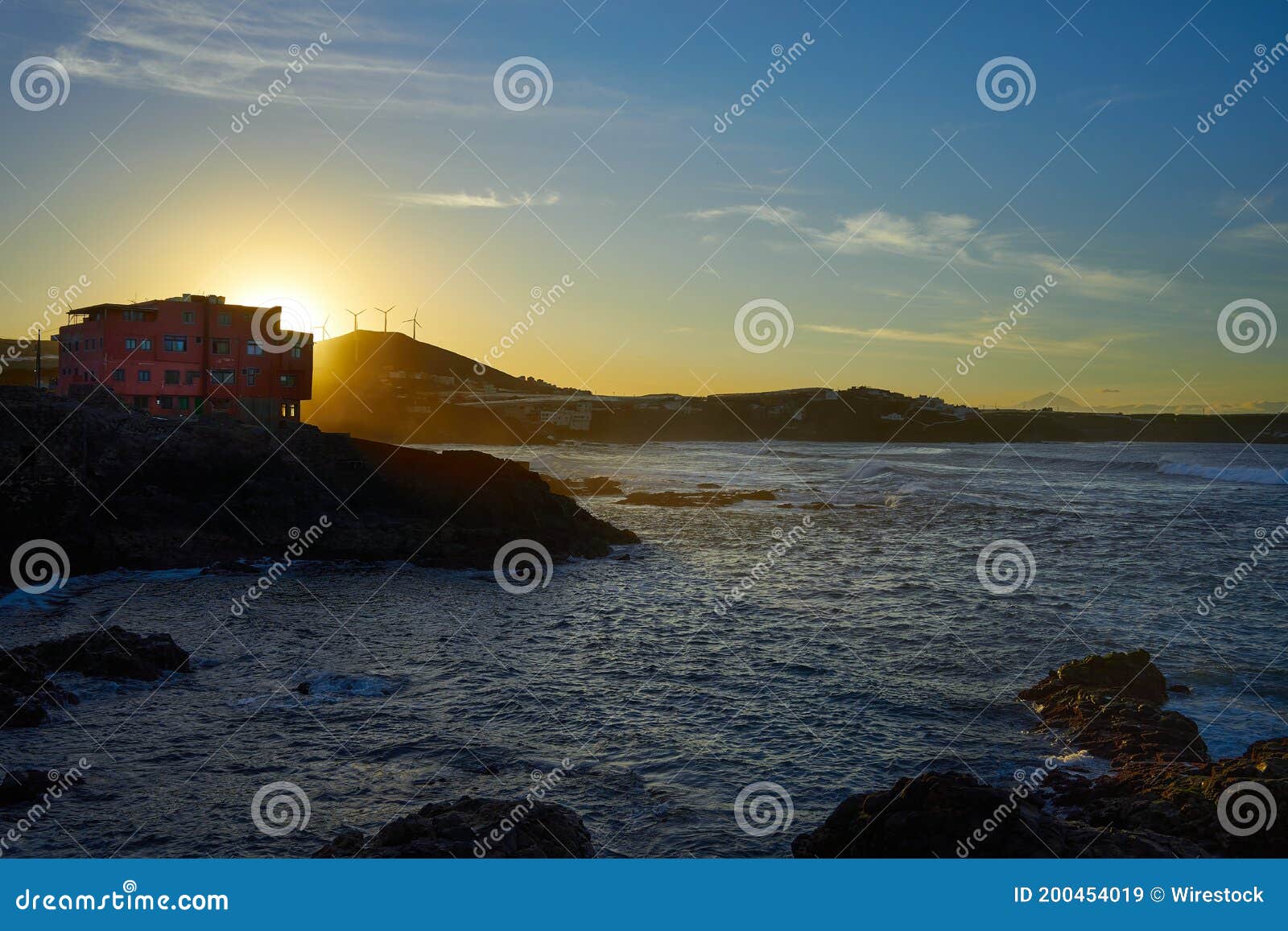 beautiful sunset on the agujero beach, galdar, gran canaria, spain