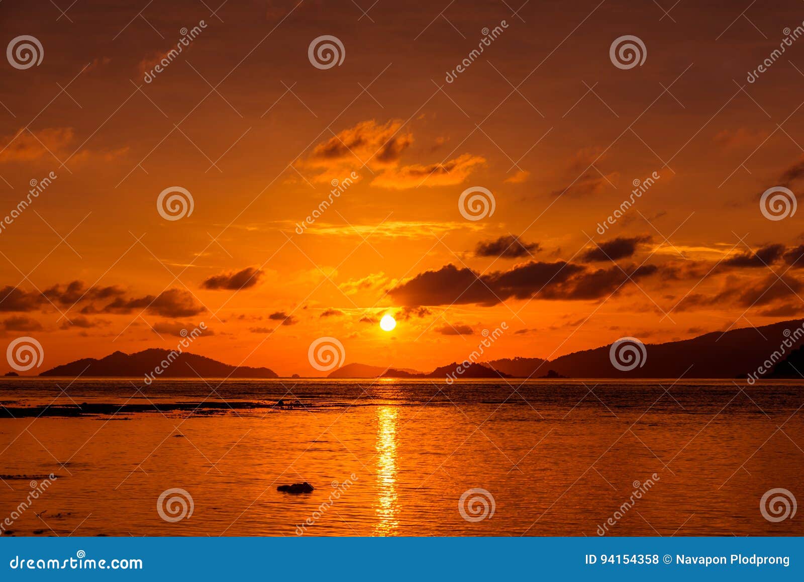 Beautiful sunset on the beach. Vibrant sunset seascape on the beach of Lipeh Island,Thailand