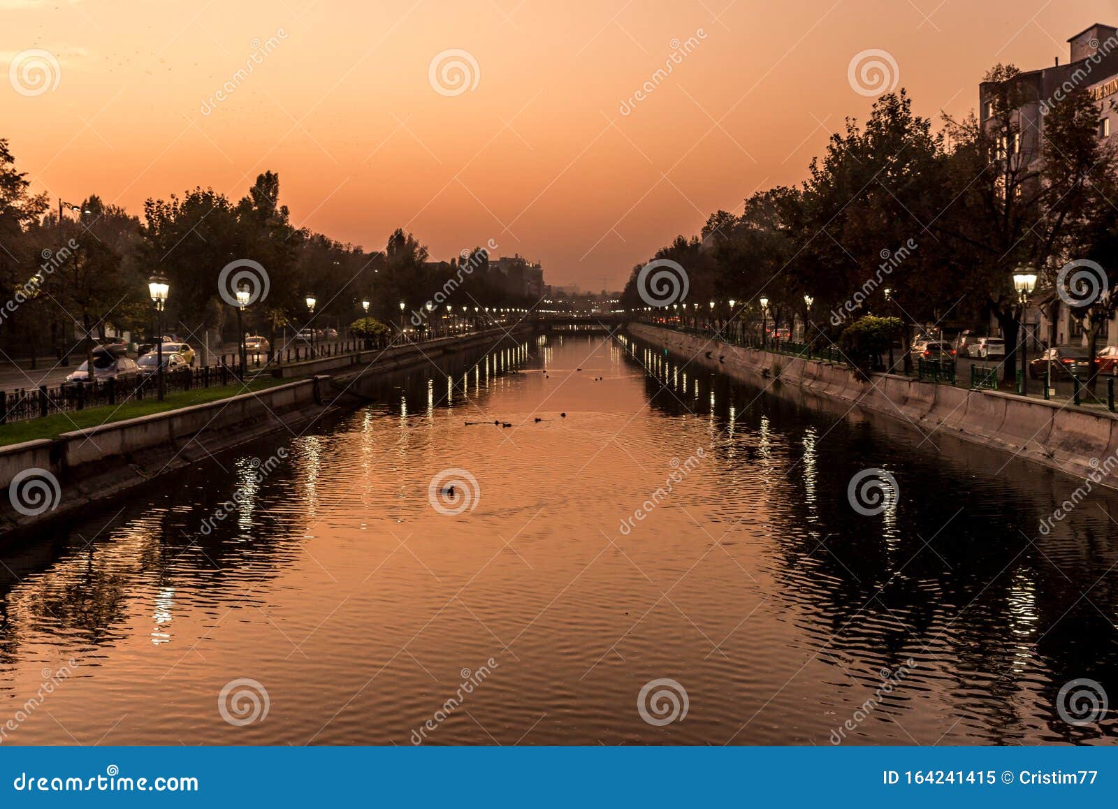 beautiful sunset bucharest romania bucuresti dambovita river landscape reflection
