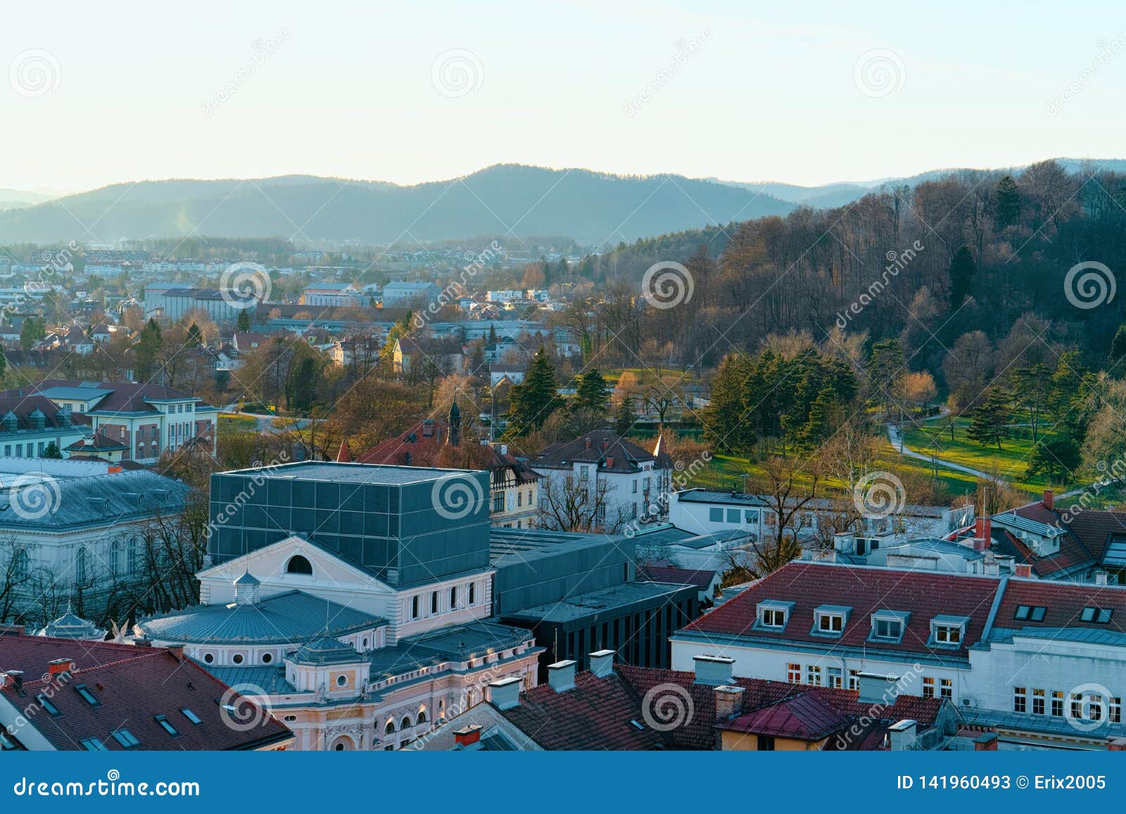 Beautiful Sunset with Ljubljana Old Town and Nature Stock Image - Image of triglav, 141960493