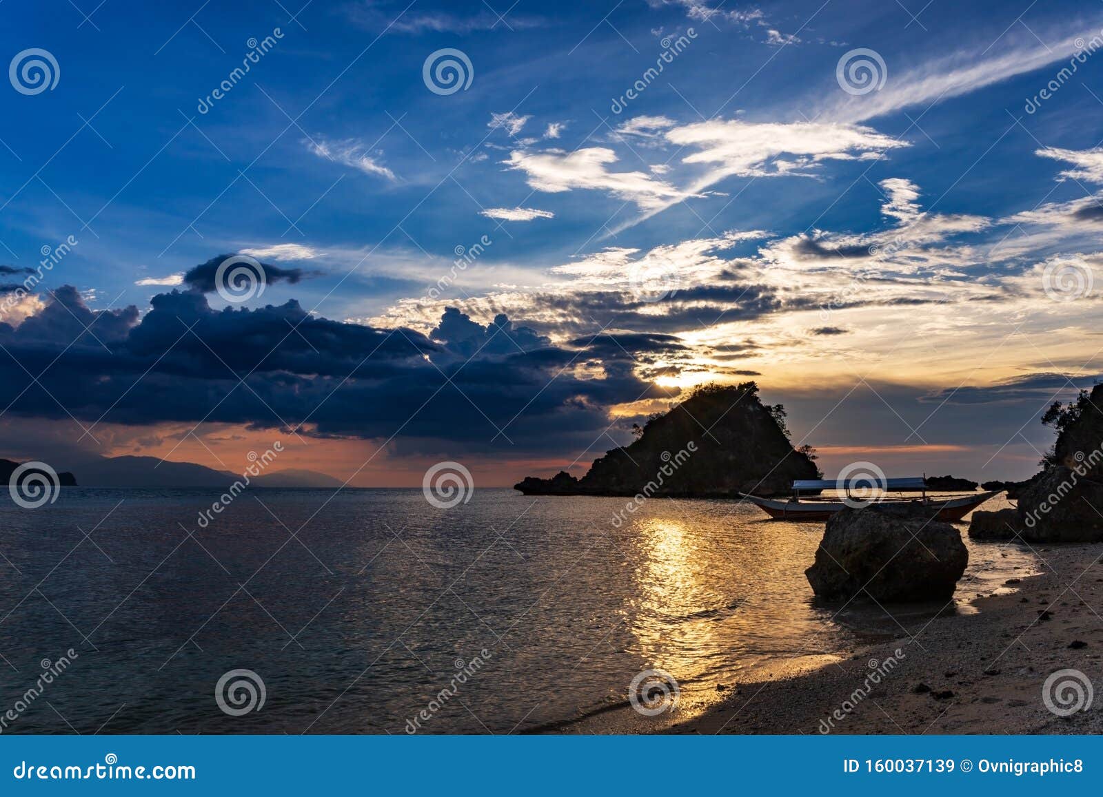 Sunset Over a Beach by the Coral Garden on San Antonio Island, Puerto ...