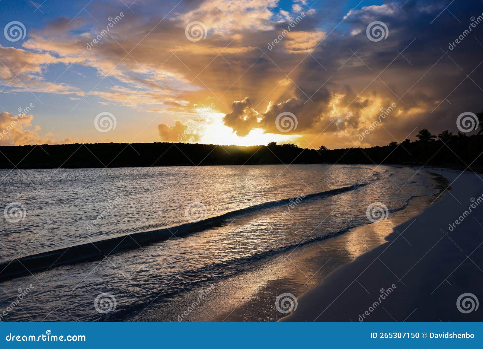 beautiful sunset over media luna beach in vieques, puerto rico