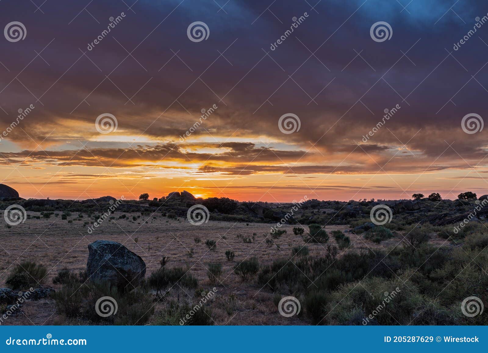 beautiful sunset over the natural area of marruecos, spain
