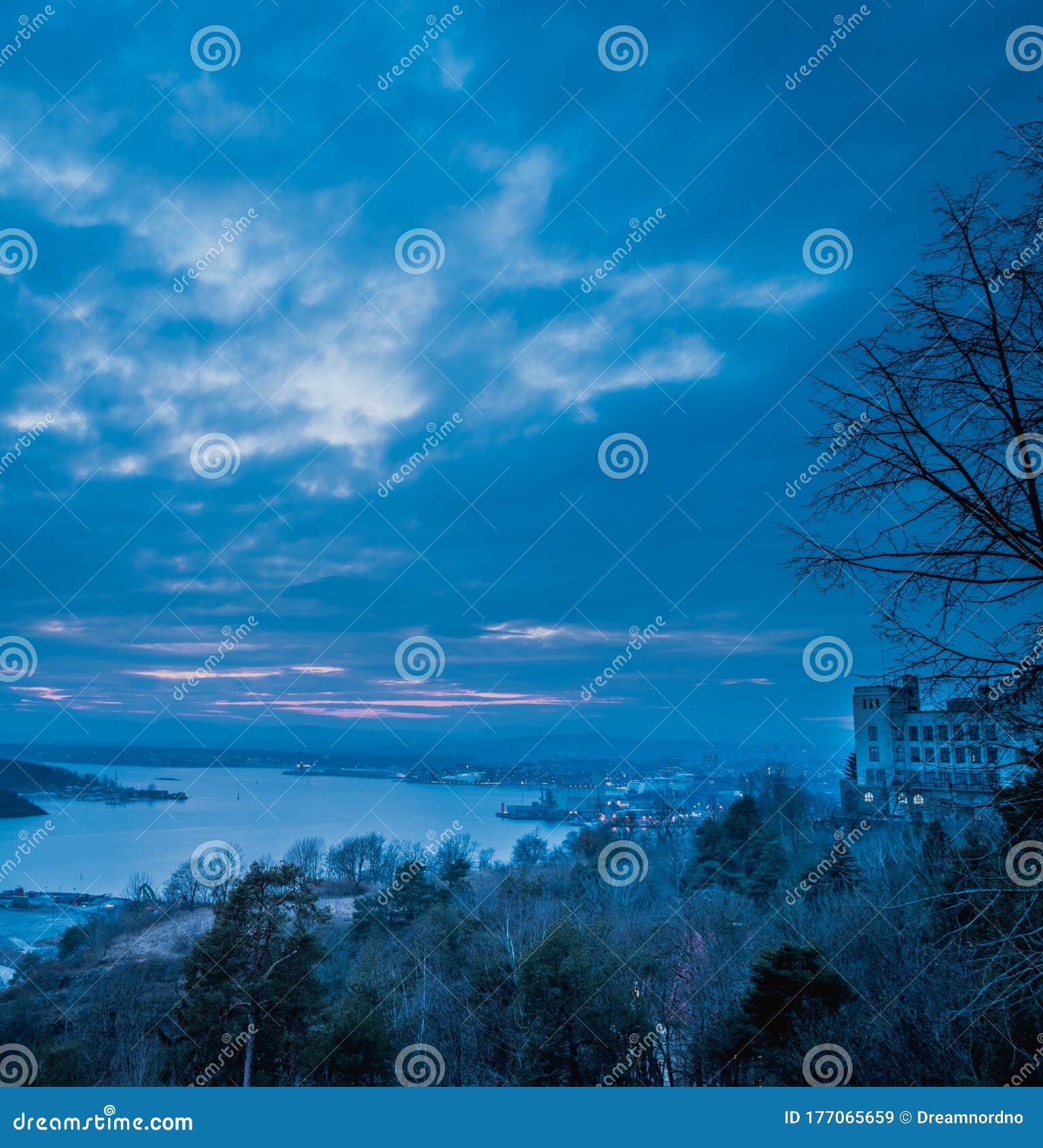 Beautiful Sunset Over Oslo the Capital City of Norway Stock Image