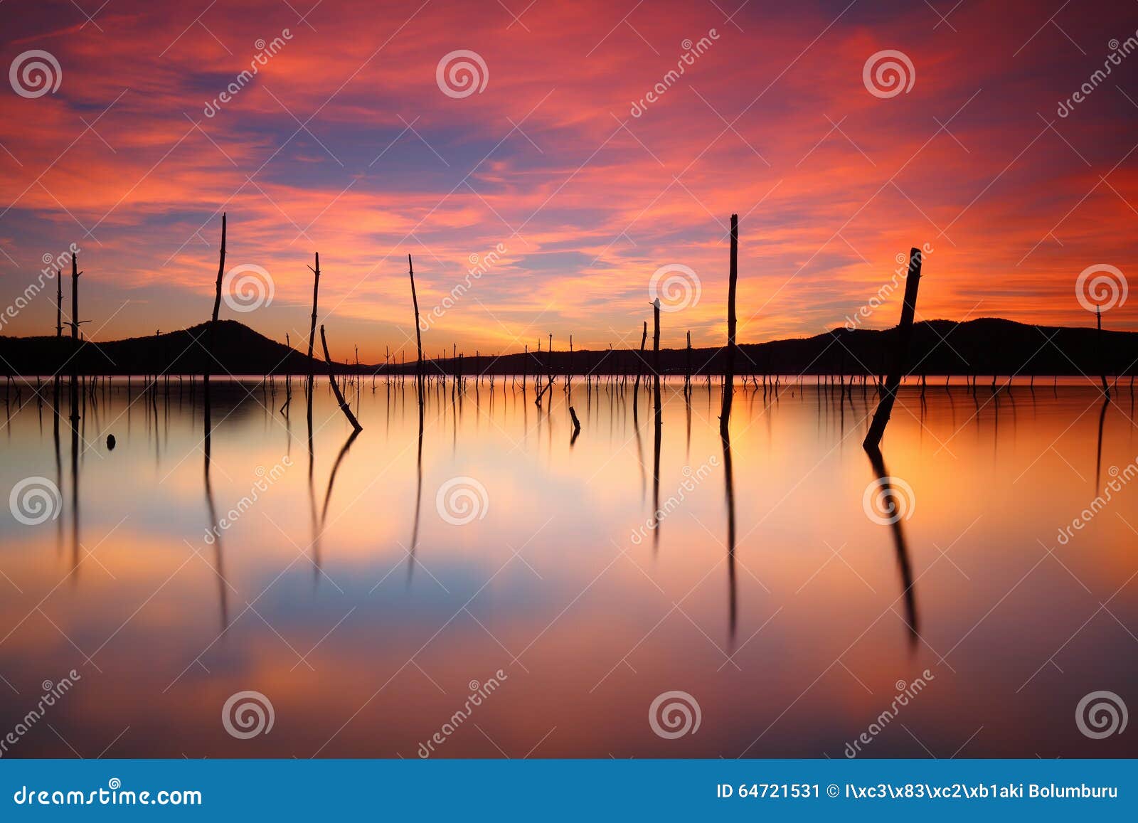 beautiful sunset over a peacefull lake