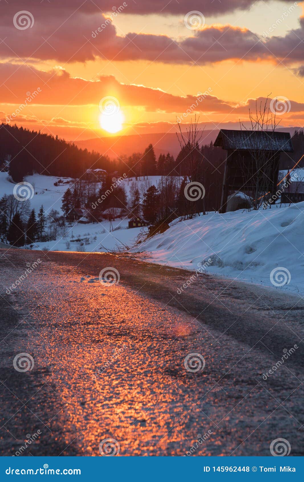 beautiful sunset at peak of gruÃË starÃÂ© hamry, chko beskydy - czech republic