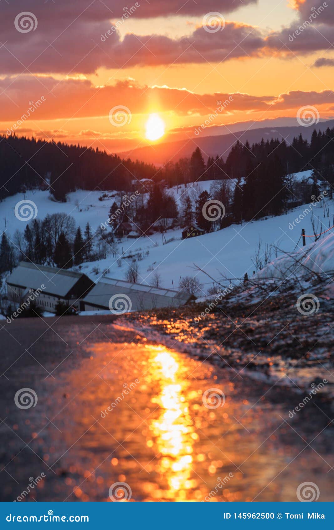 beautiful sunset at peak of gruÃË starÃÂ© hamry, chko beskydy - czech republic