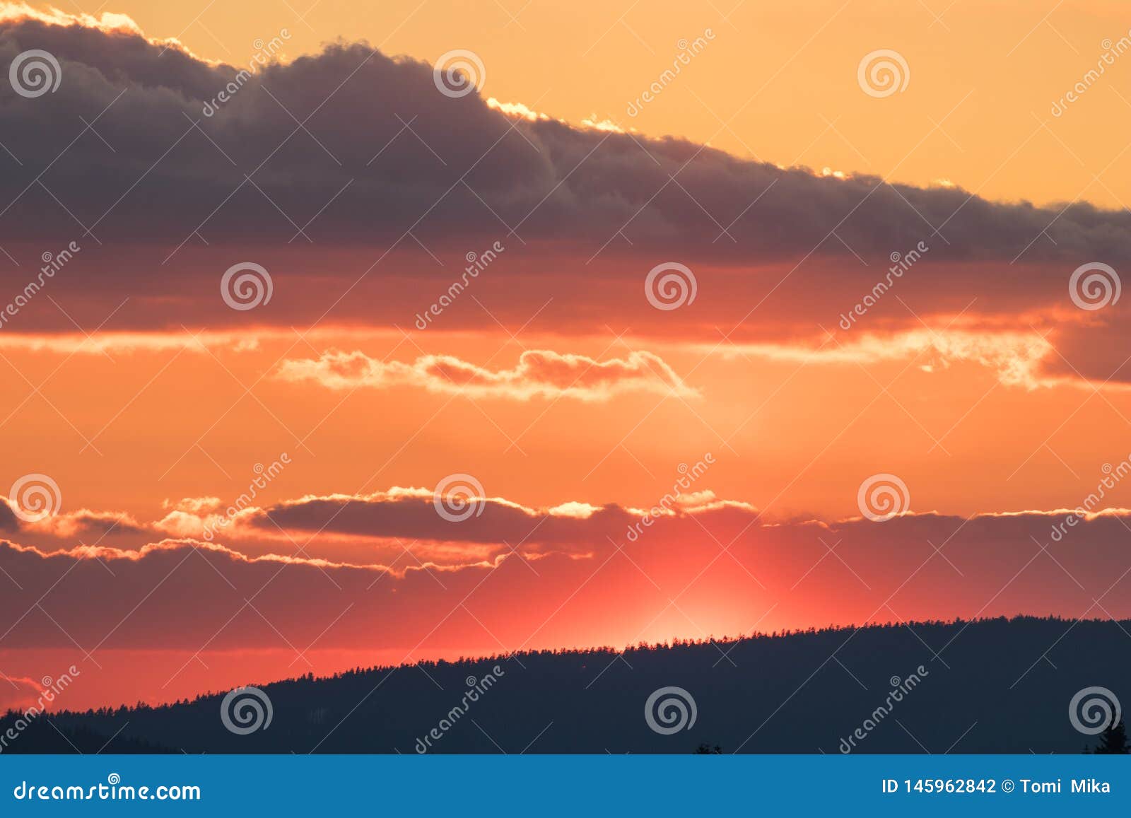 beautiful sunset at peak of gruÃË starÃÂ© hamry, chko beskydy - czech republic