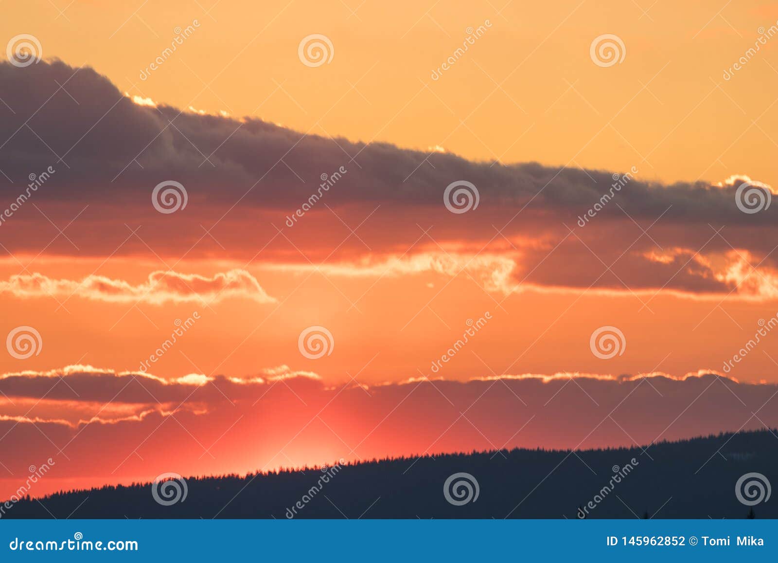 beautiful sunset at peak of gruÃË starÃÂ© hamry, chko beskydy - czech republic