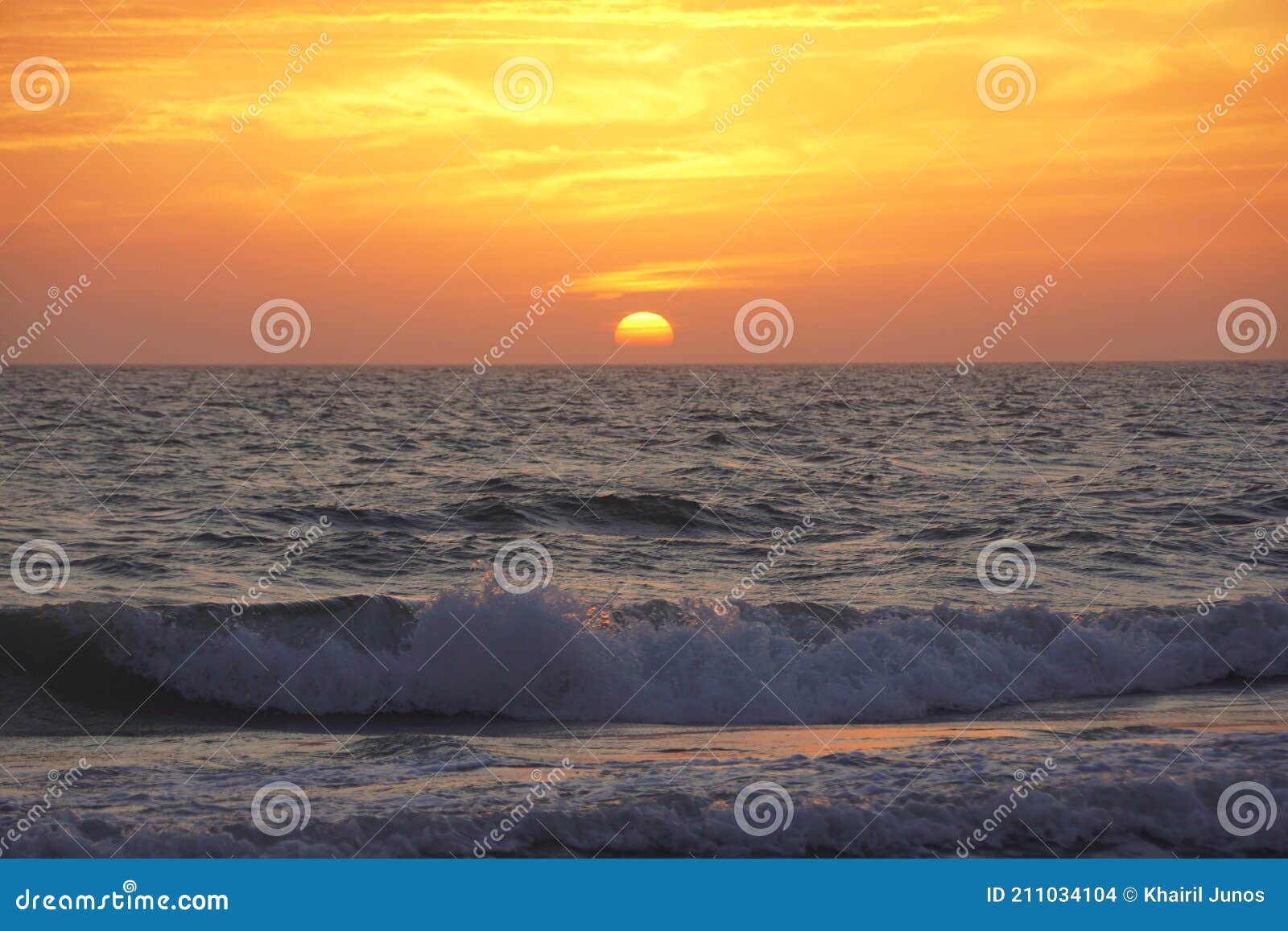 Beautiful Sunset and Red Sky by the Ocean Near Madeira Beach, Florida