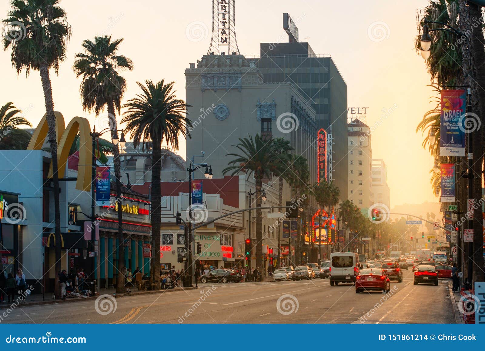 A Beautiful Sunset Shines Down The Famous Hollywood Boulevard Sunset a-beautiful-sunset-shines-down-the-famous-hollywood-boulevard-sunset