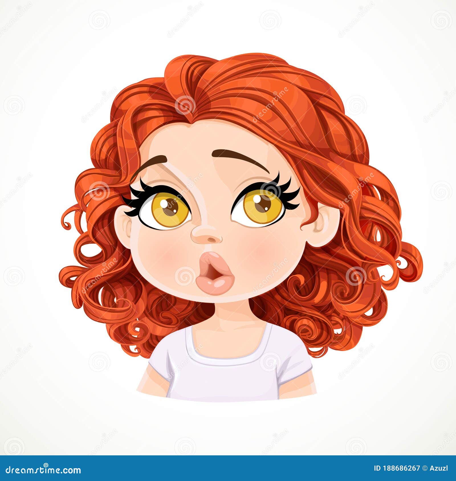 Beautiful Surprised Cartoon Brunette Girl with Dark Red Hair Portrait Stock  Illustration - Illustration of emotion, portrait: 188686267
