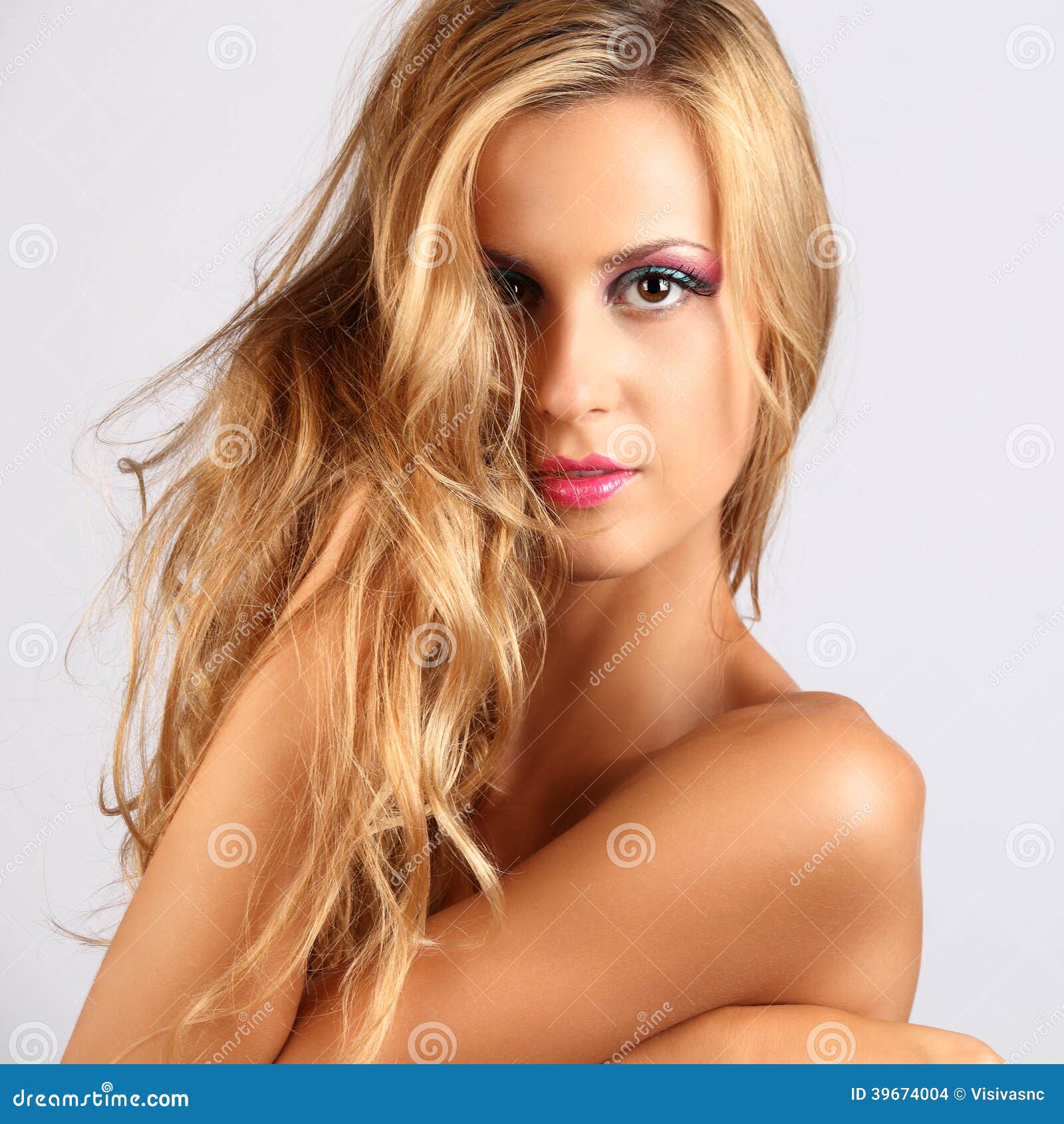 Beautiful Tanned Girl With Long Blond Hair Stock Photo Image Of
