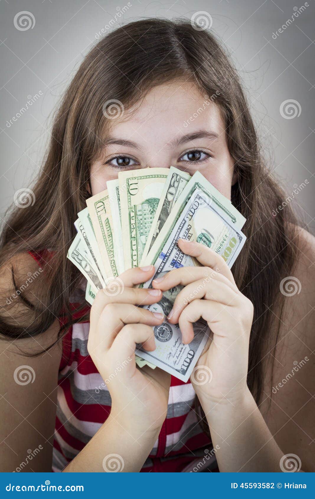 Beautiful Teen Girl Holding Money Stock Photo Image Of