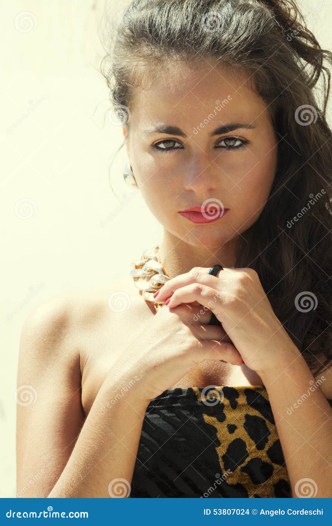 Beautiful Teen Portrait Italian Female Sunlit Stock