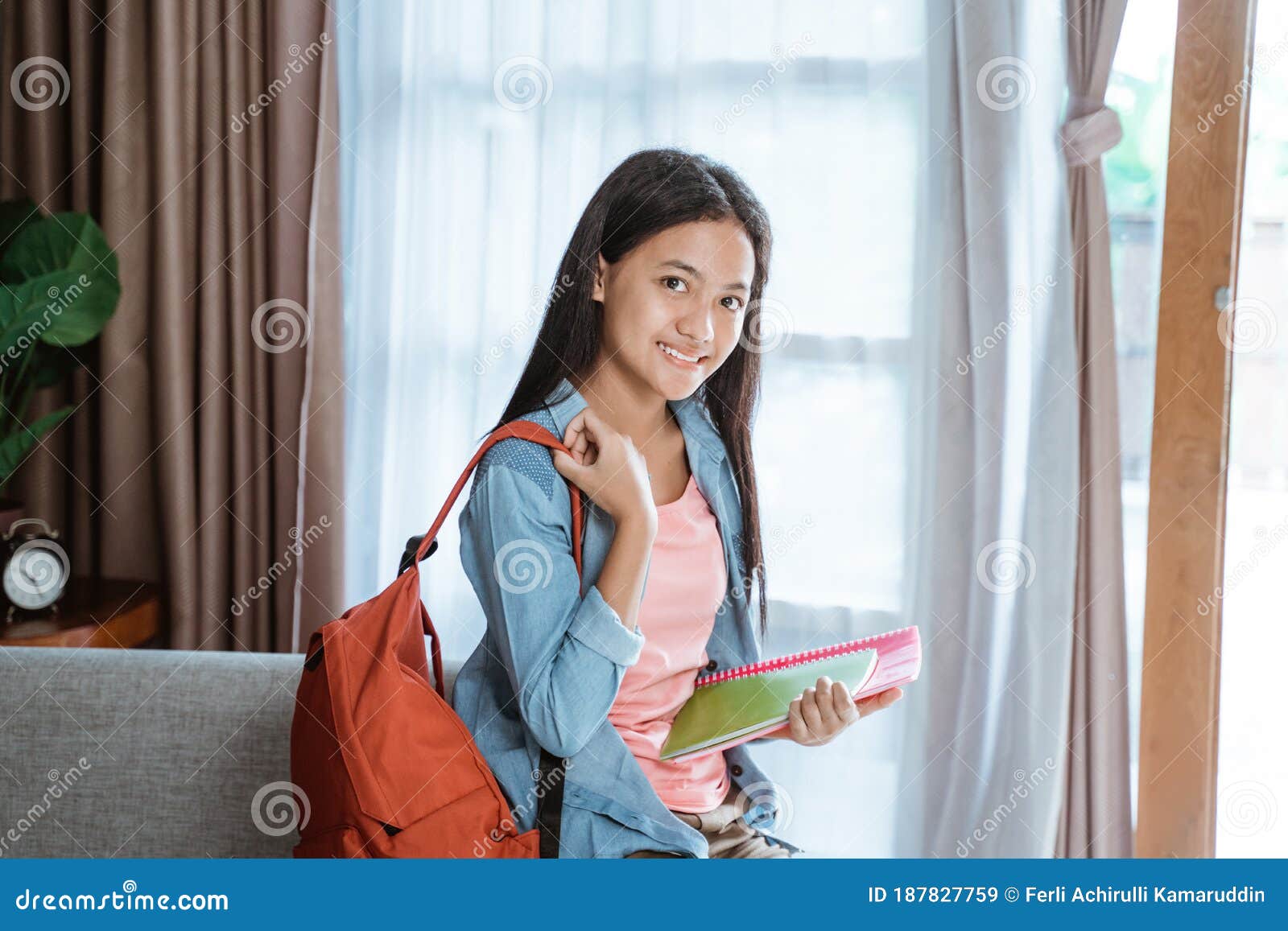 Beautiful Teen Student Asian Smiling Stock Image Imag