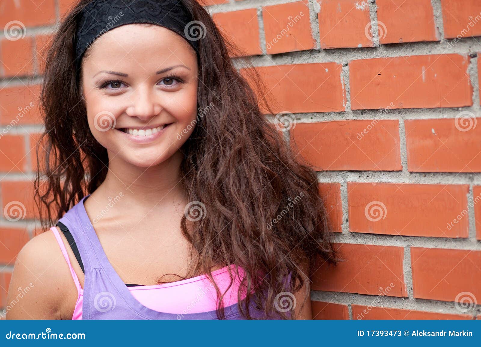 Beautiful Teenage Girl Pose Over Brick Wall Stock Image Image Of Energy Caucasian 17393473