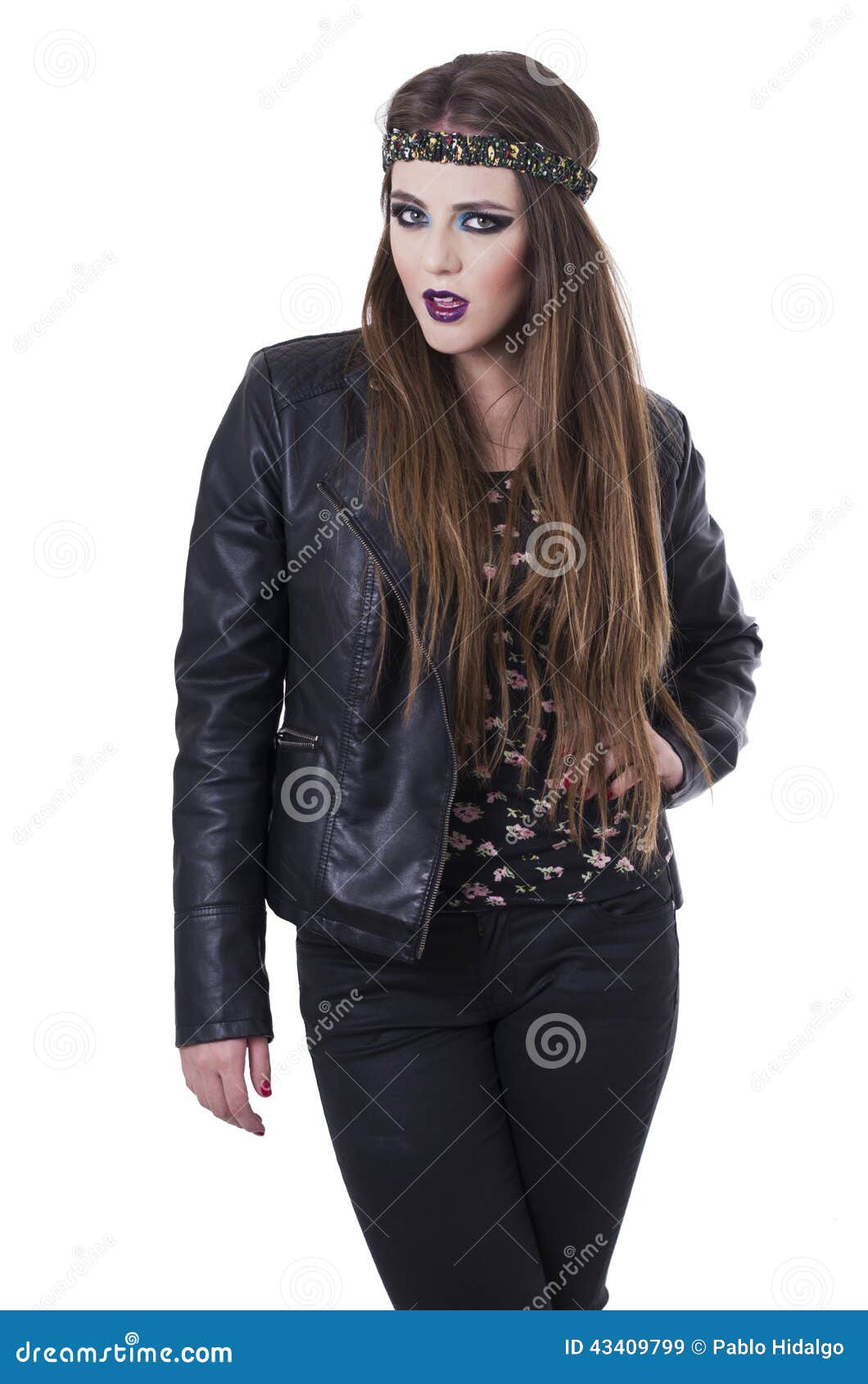 Beautiful Teenage Girl Wearing Black Leather Stock Image - Image of ...