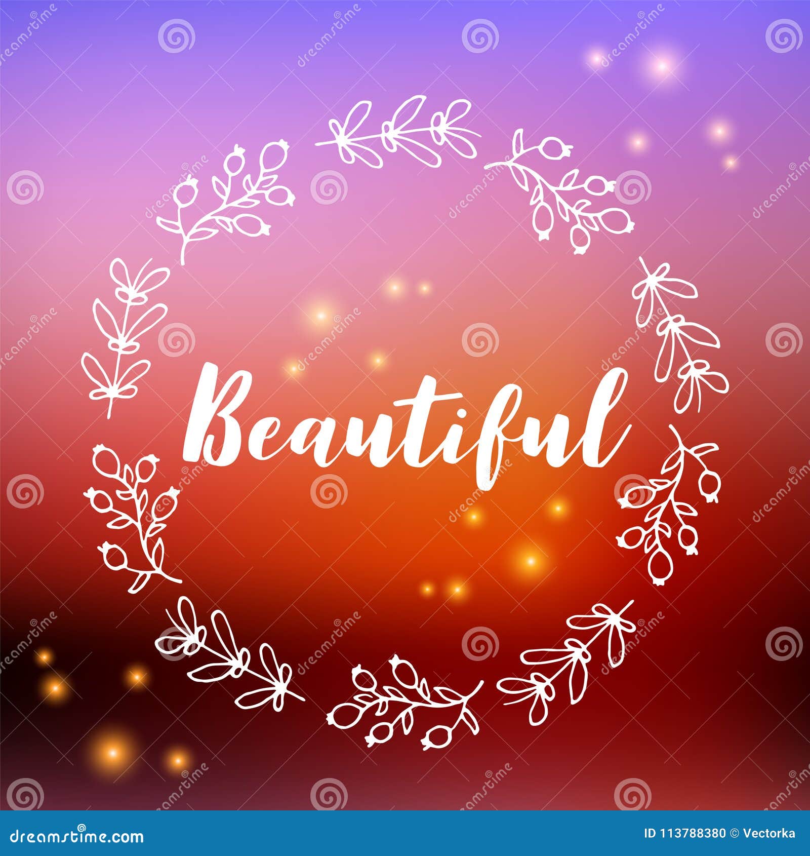 Ongekend Beautiful Text On Bokeh Blurred Background. Flower Wreath, Hand LE-64