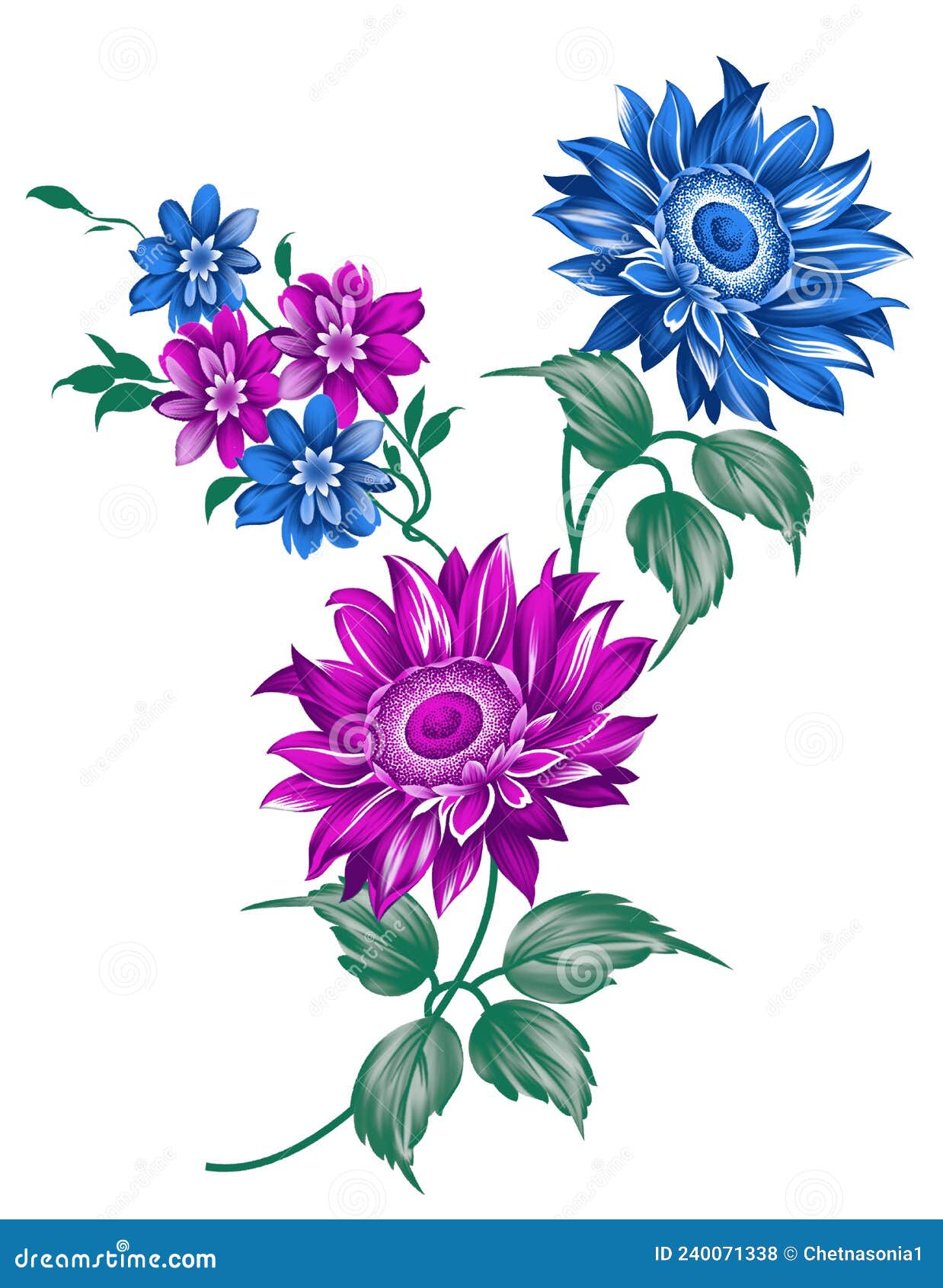 Beautiful Textile Flowers Design Print Stock Illustration Illustration of fashion, motif