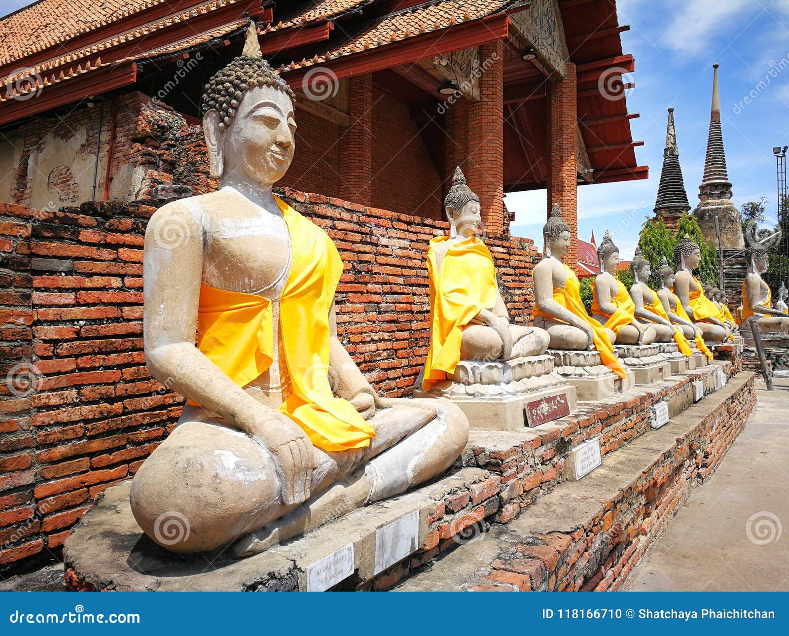 a beautiful of thailand temple pagodas and buddha statute in that old historical`s thailand country