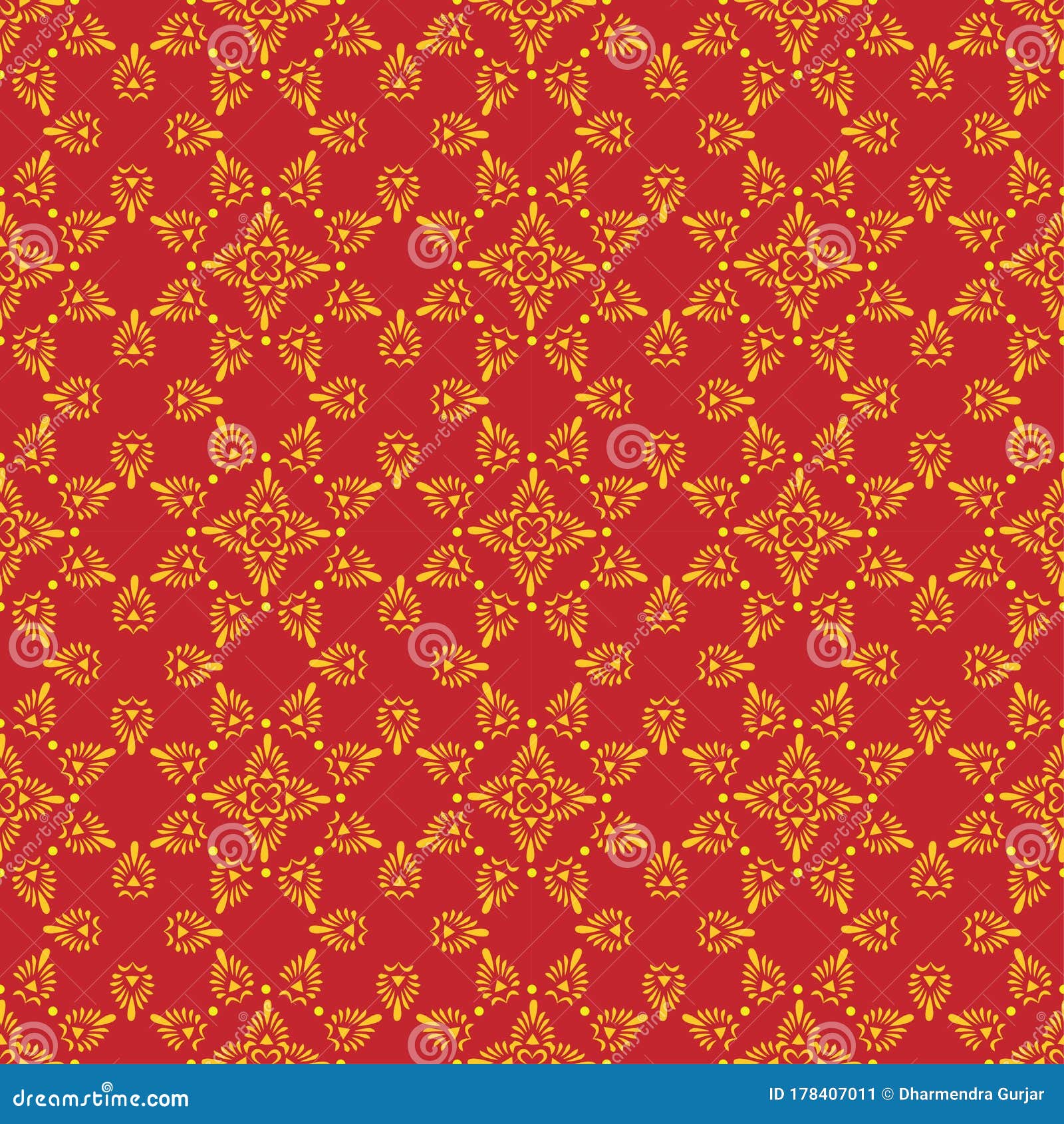 Beautiful Traditional Seamless Pattern in Yellow and Royal Red Texture.  Premium Vector Illustration Stock Vector - Illustration of batik, antique:  178407011