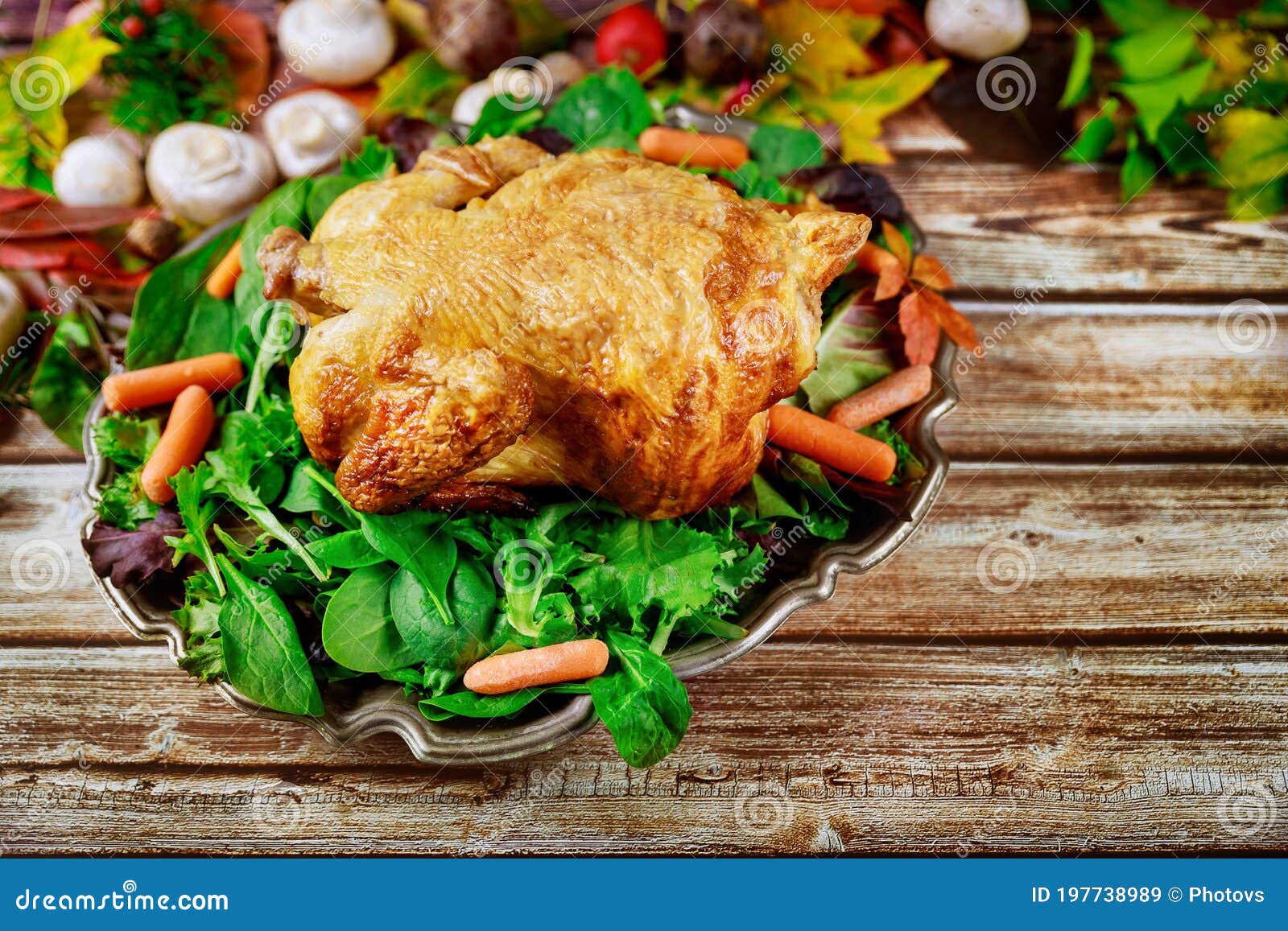 Beautiful Traditional Thanksgiving Dinner with Roasted Chicken Stock ...